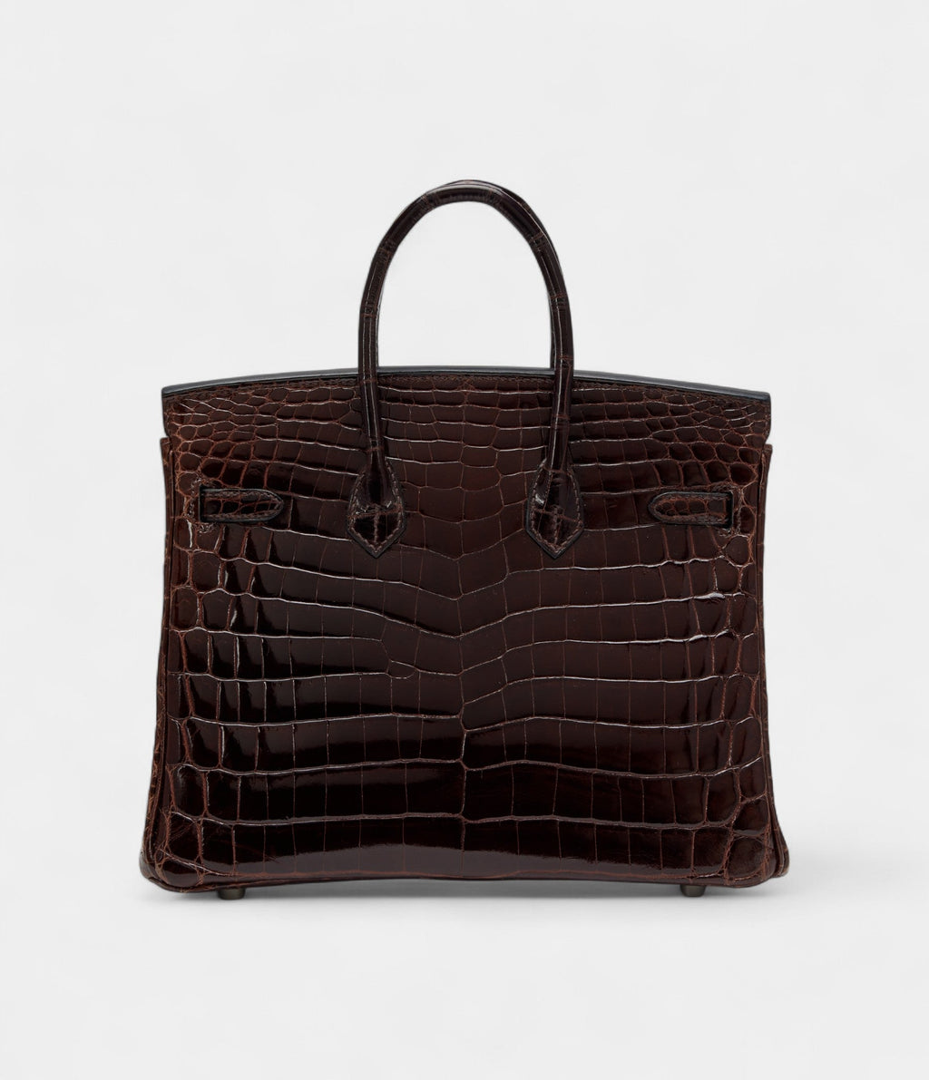 Hermes Cocoan Shiny Niloticus Crocodile BK 25 Palladium Hardware