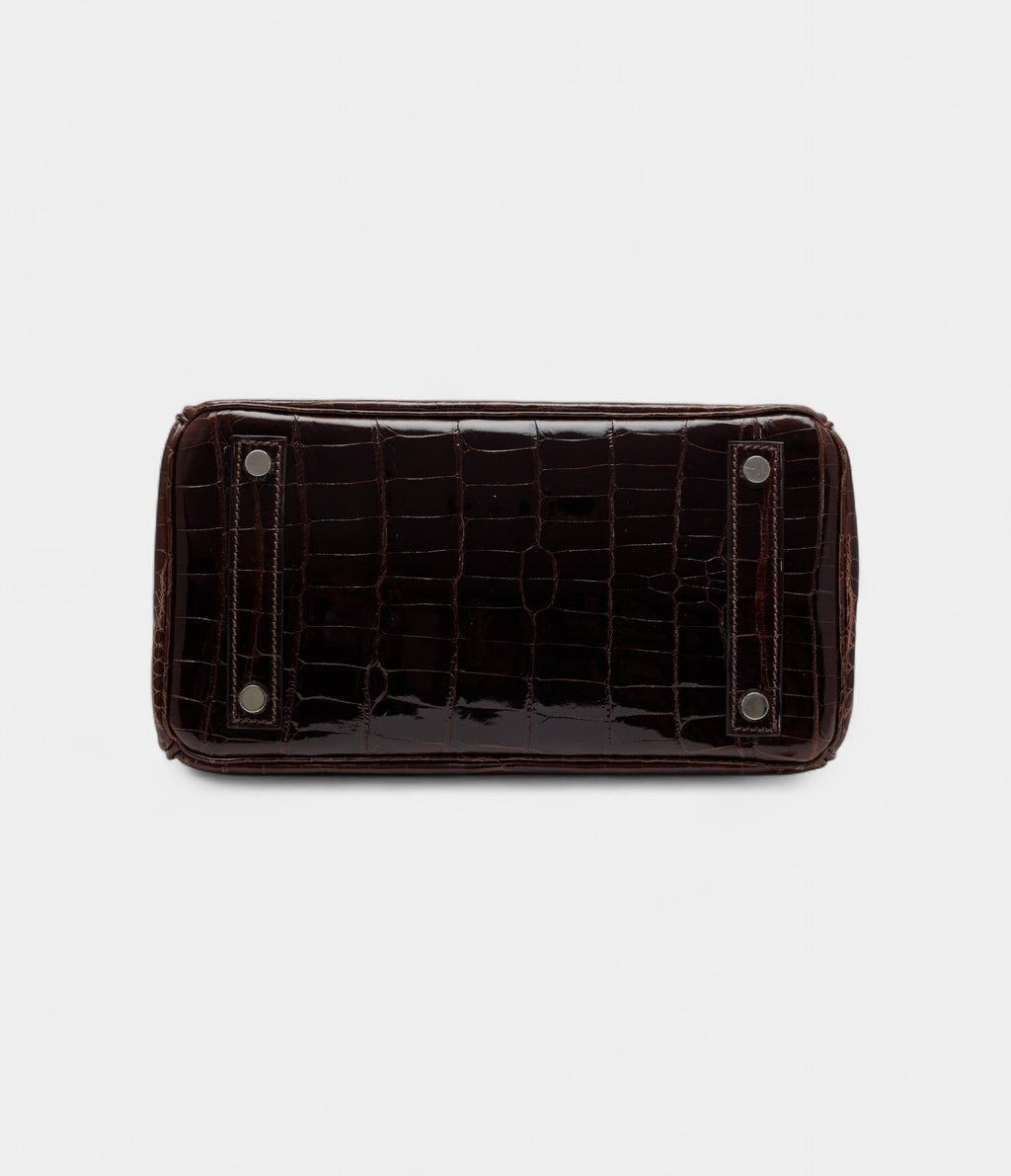 Hermes Cocoan Shiny Niloticus Crocodile BK 25 Palladium Hardware