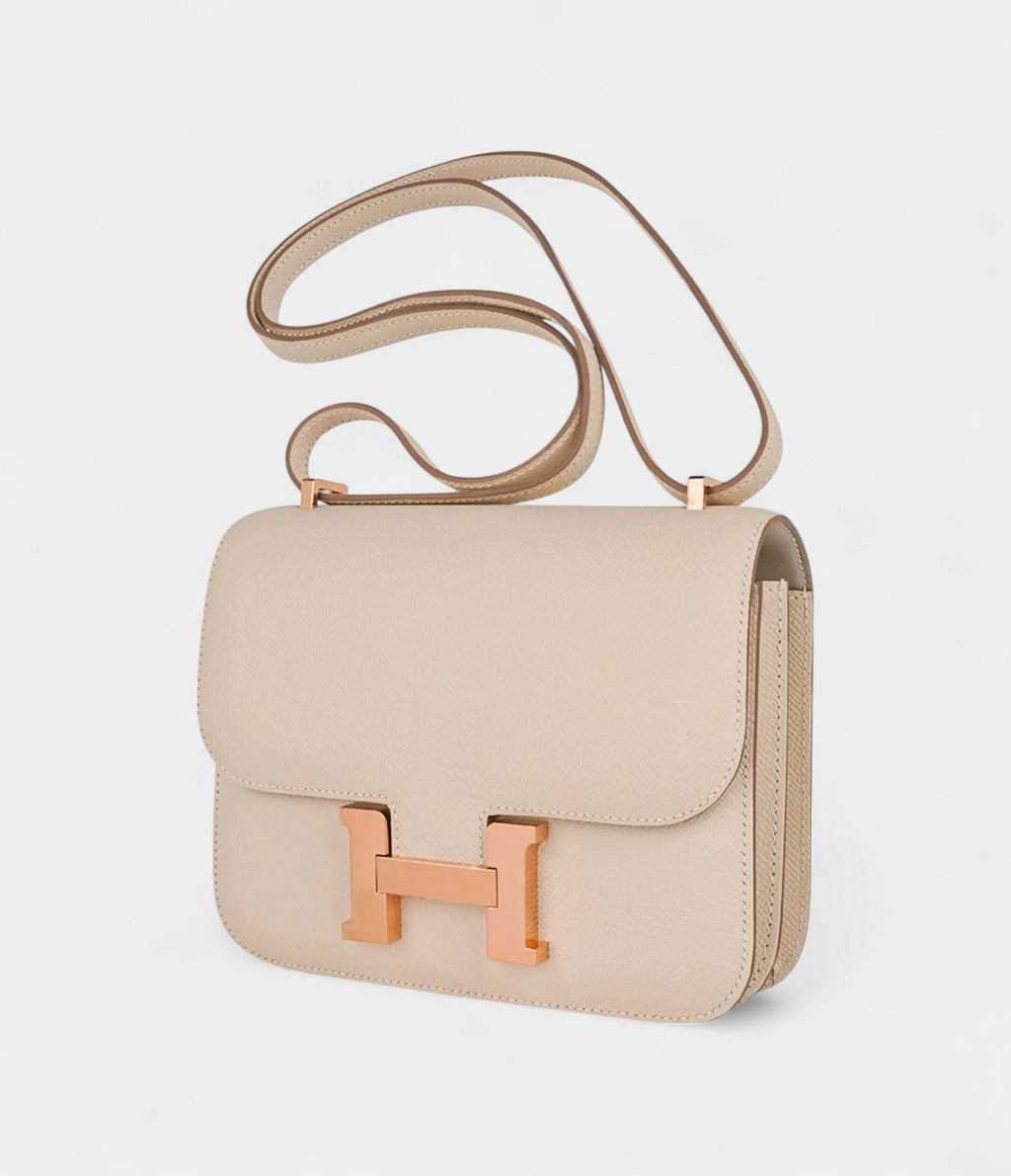 Hermes Constance 18 Bag Craie / Gris Perle Rose Gold Hardware