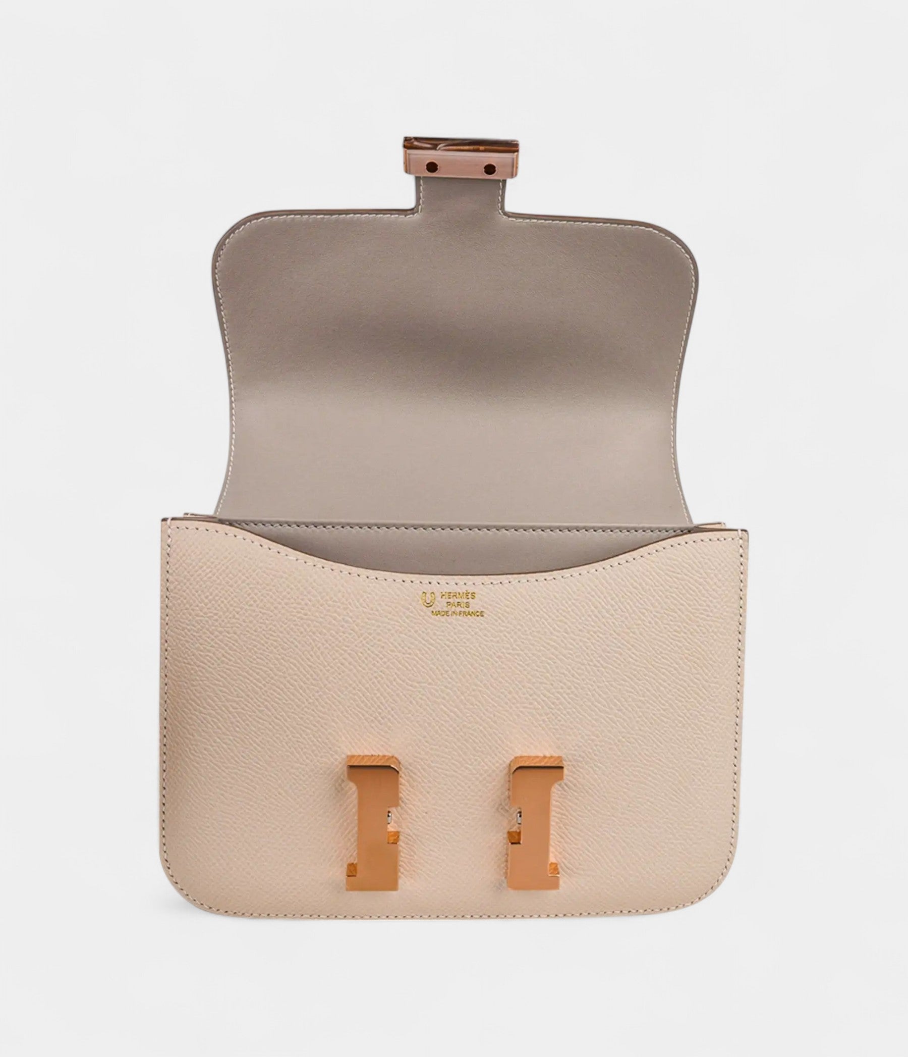 Hermes Constance 18 Bag Craie / Gris Perle Rose Gold Hardware