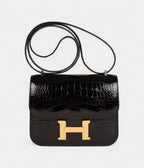 HMConstance 18 Black Shiny Alligator Gold Hardware
