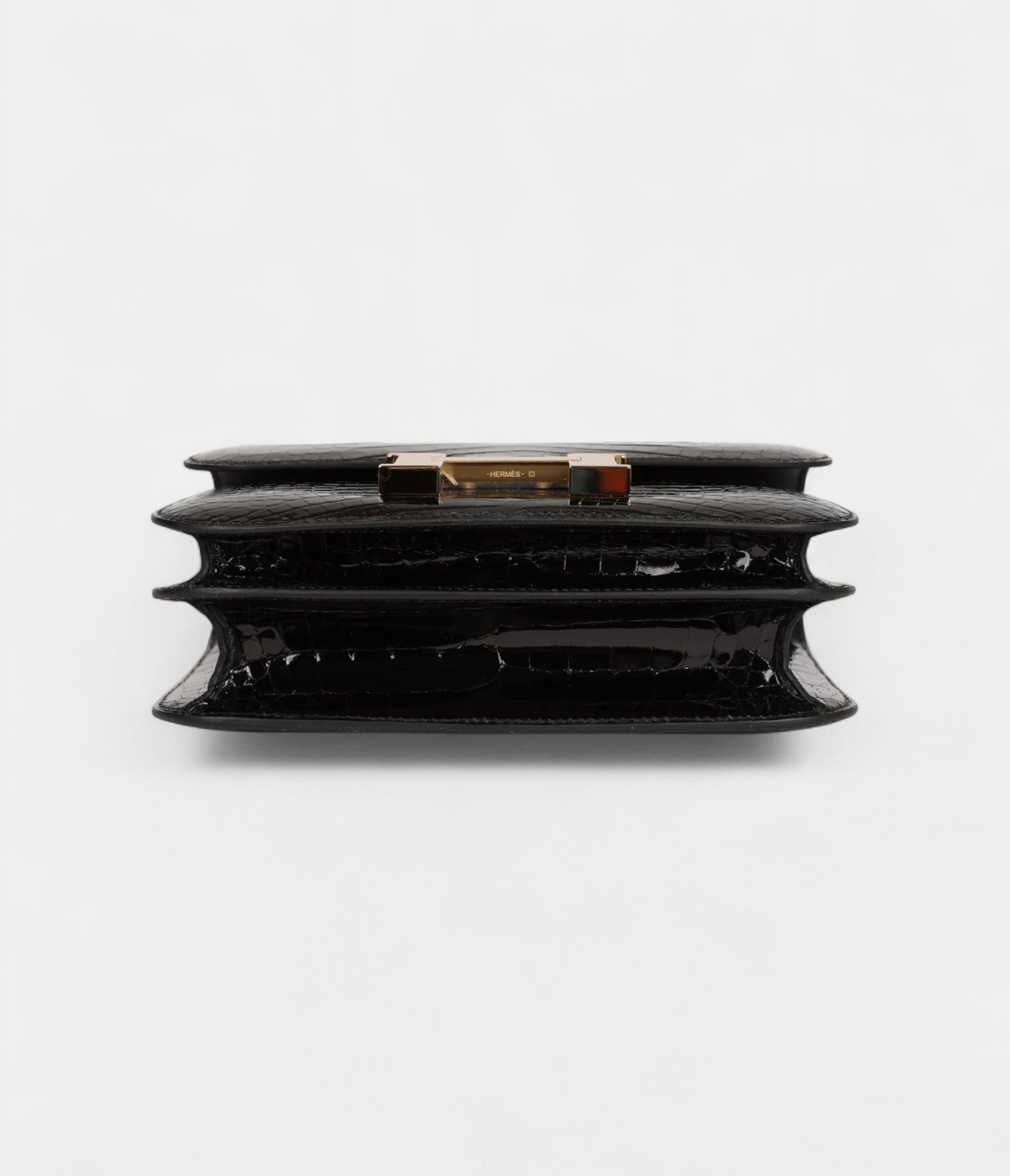 HMConstance 18 Black Shiny Alligator Gold Hardware