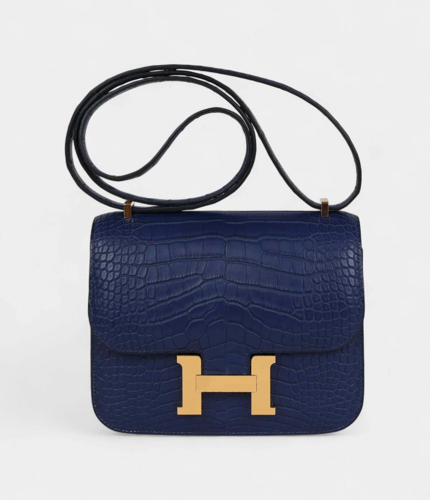 HMConstance 18 Bleu Saphir Matte Alligator Gold Hardware