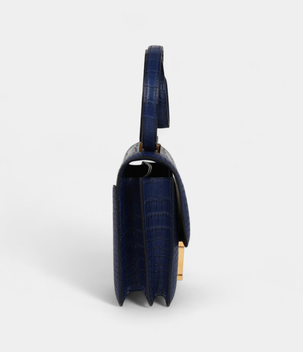 HMConstance 18 Bleu Saphir Matte Alligator Gold Hardware