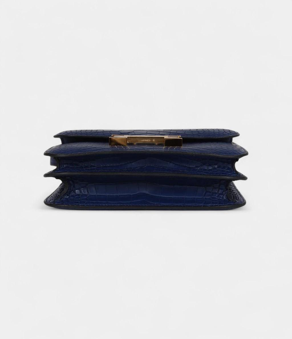 HMConstance 18 Bleu Saphir Matte Alligator Gold Hardware