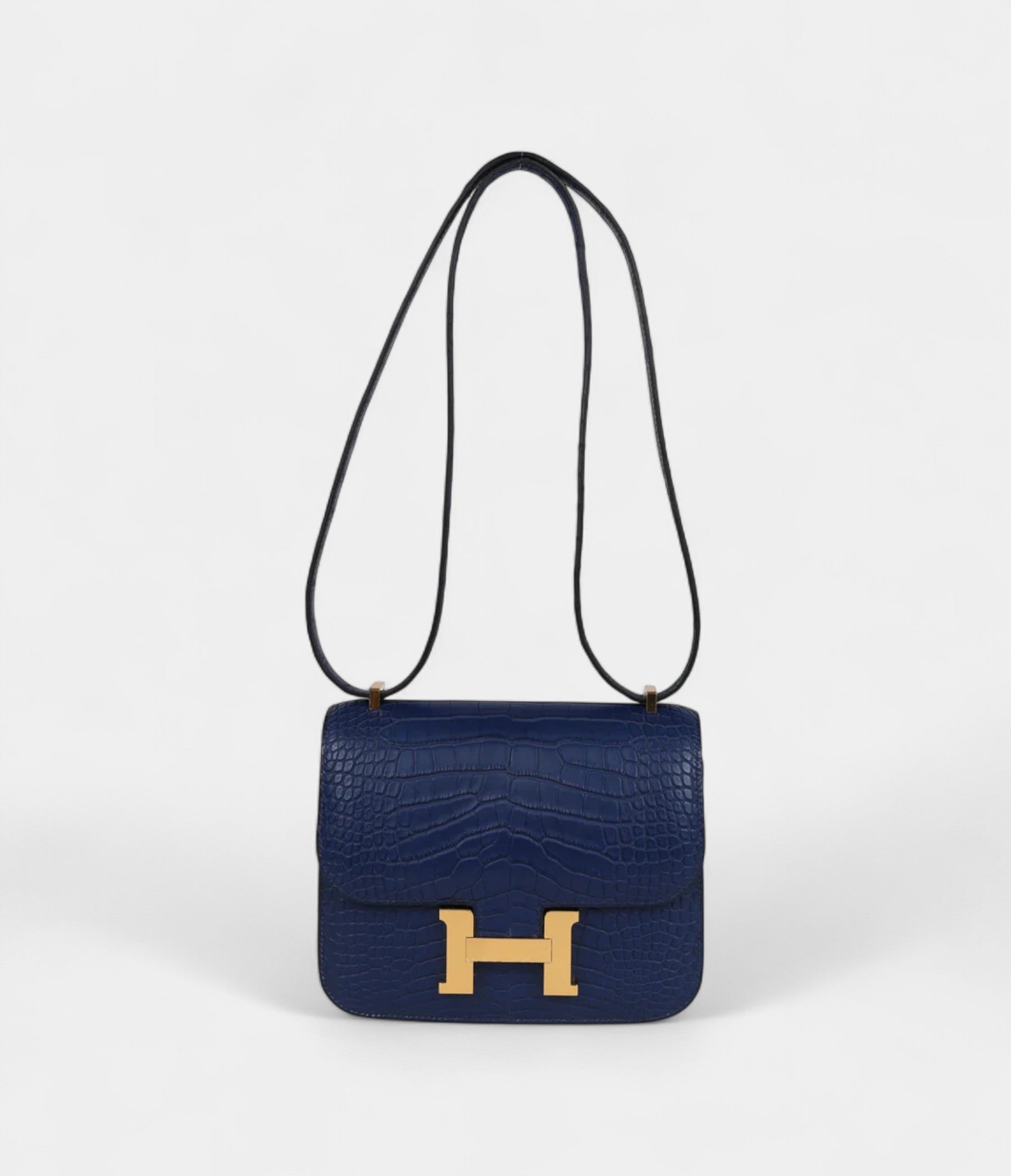 HMConstance 18 Bleu Saphir Matte Alligator Gold Hardware