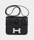 HMConstance 18 "Dancing Flowers" Black Embroidered Swift Palladium Hardware