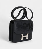 HMConstance 18 "Dancing Flowers" Black Embroidered Swift Palladium Hardware