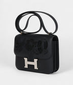 HMConstance 18 "Dancing Flowers" Black Embroidered Swift Palladium Hardware