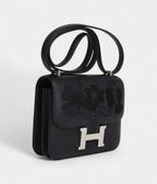 HMConstance 18 "Dancing Flowers" Black Embroidered Swift Palladium Hardware