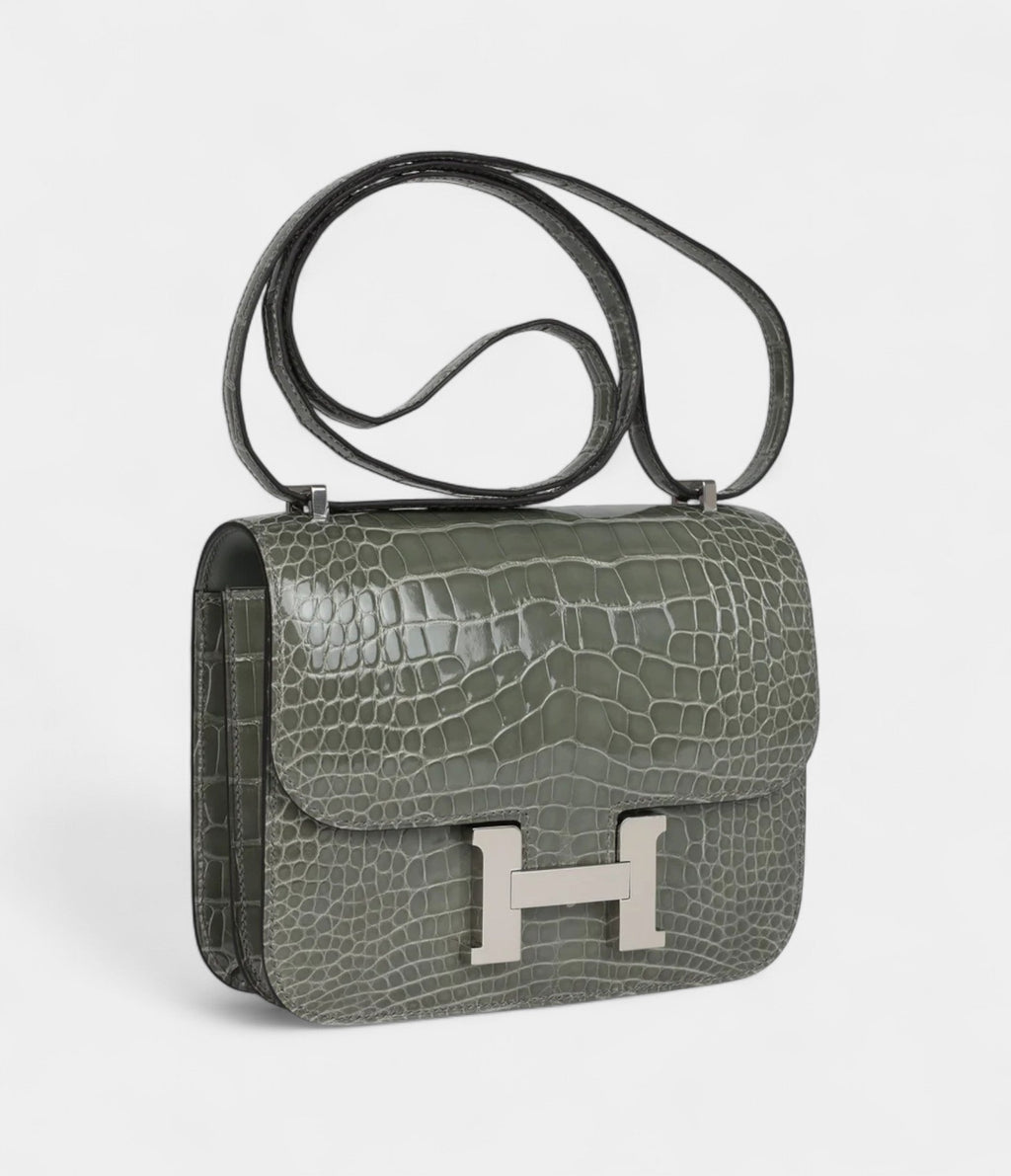 HMConstance 18 Gris Ciment Shiny Alligator Palladium Hardware