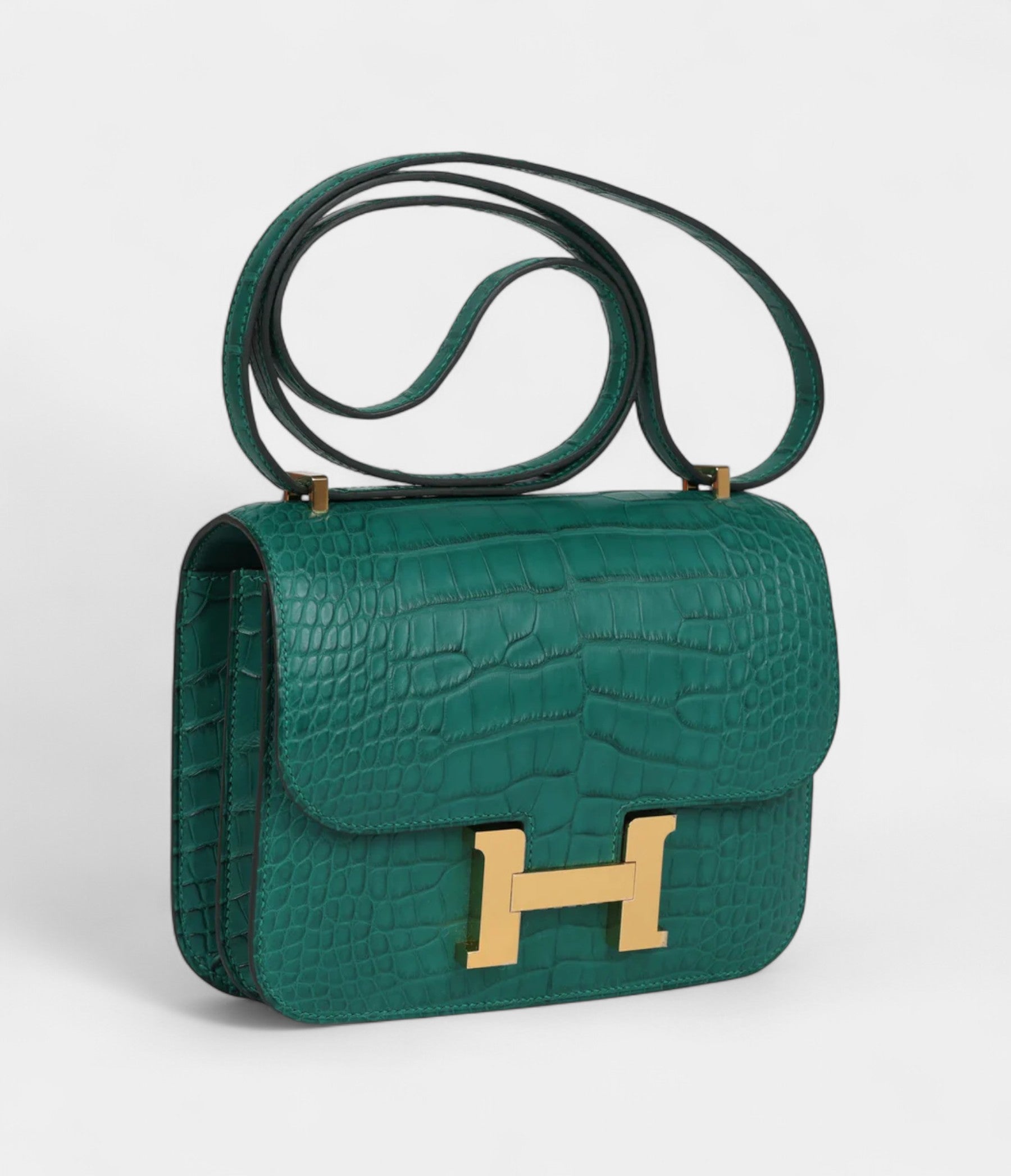 HMConstance 18 Malachite Matte Alligator Gold Hardware