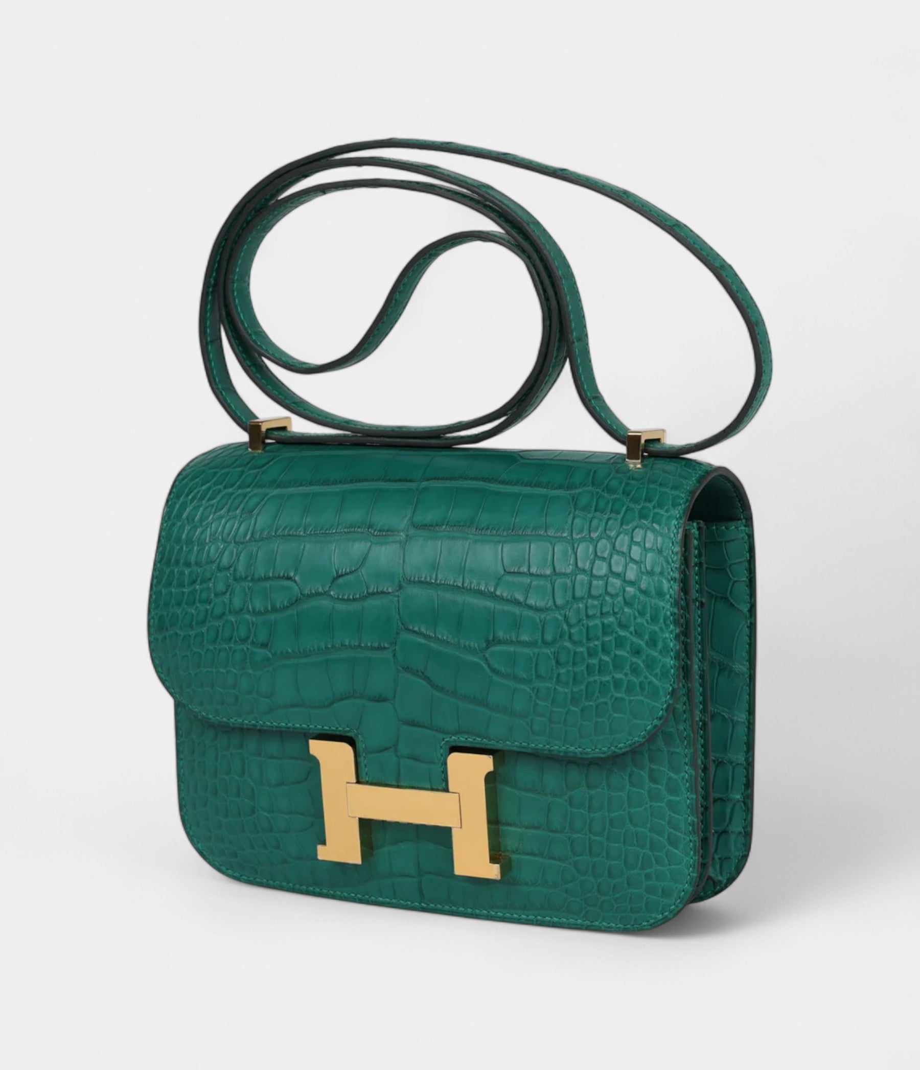 HMConstance 18 Malachite Matte Alligator Gold Hardware