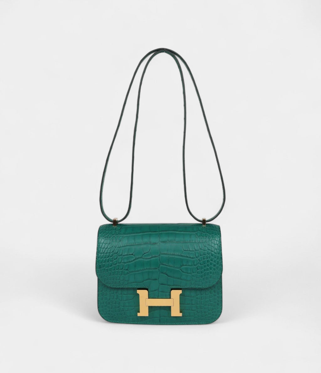 HMConstance 18 Malachite Matte Alligator Gold Hardware