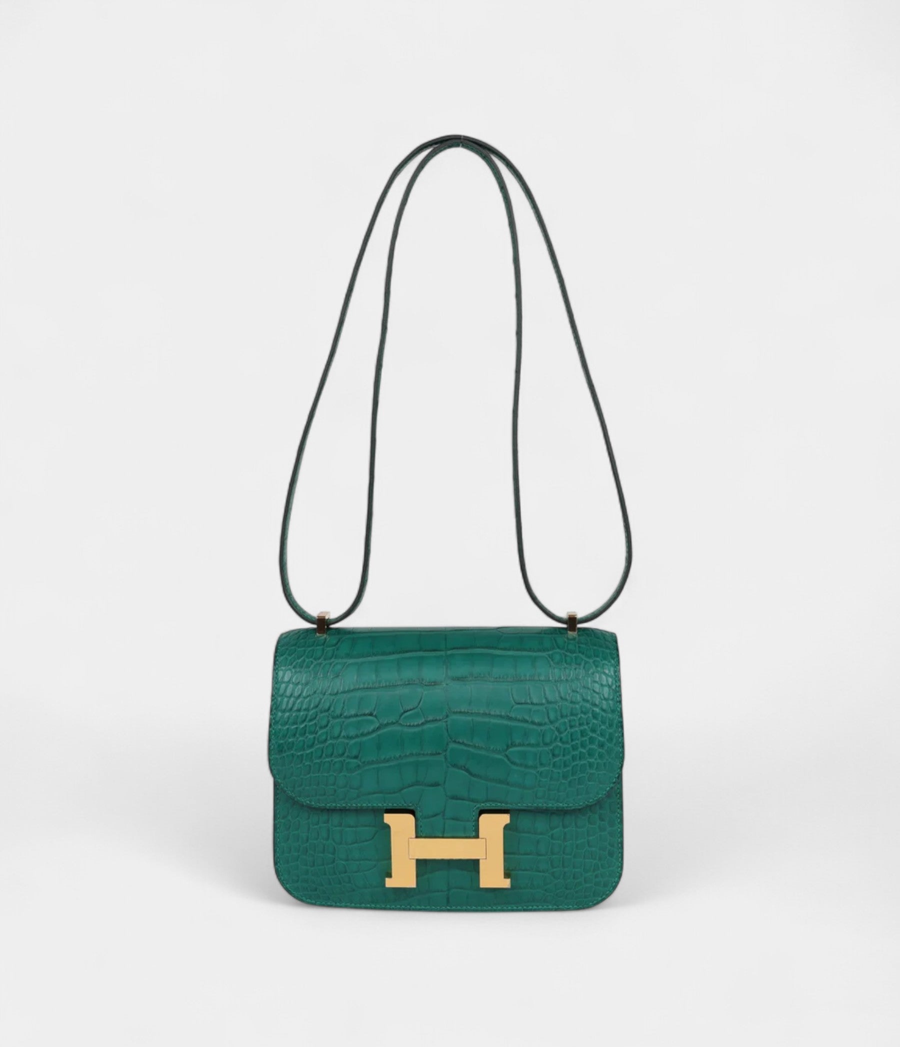 HMConstance 18 Malachite Matte Alligator Gold Hardware