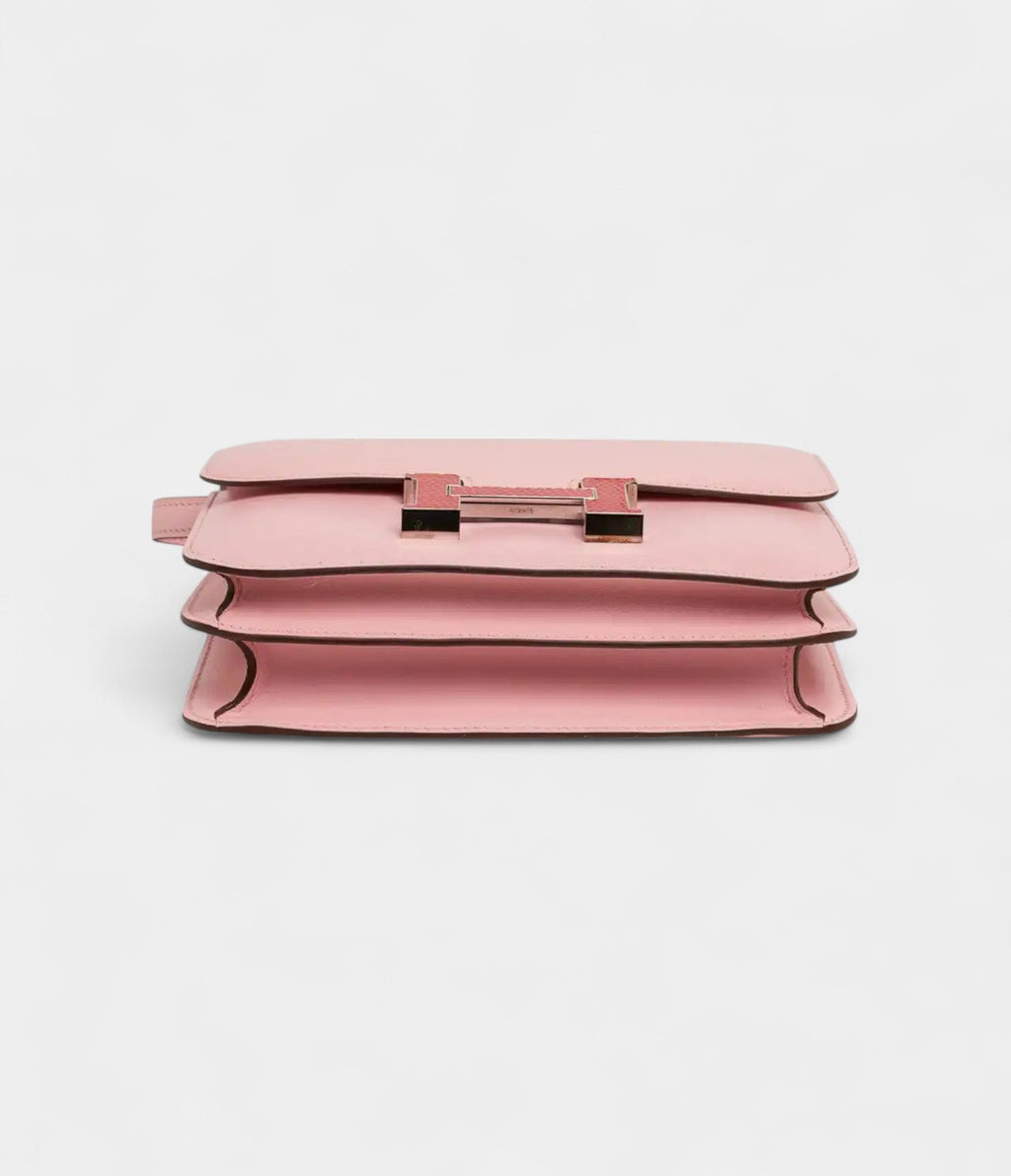 Hermes Constance 18 Mini Bag Rose Sakura Tadelakt Bougainvillea Lizard Buckle