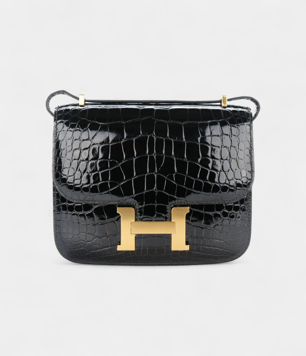 HMConstance 18 Noir / Black Alligator Gold Hardware