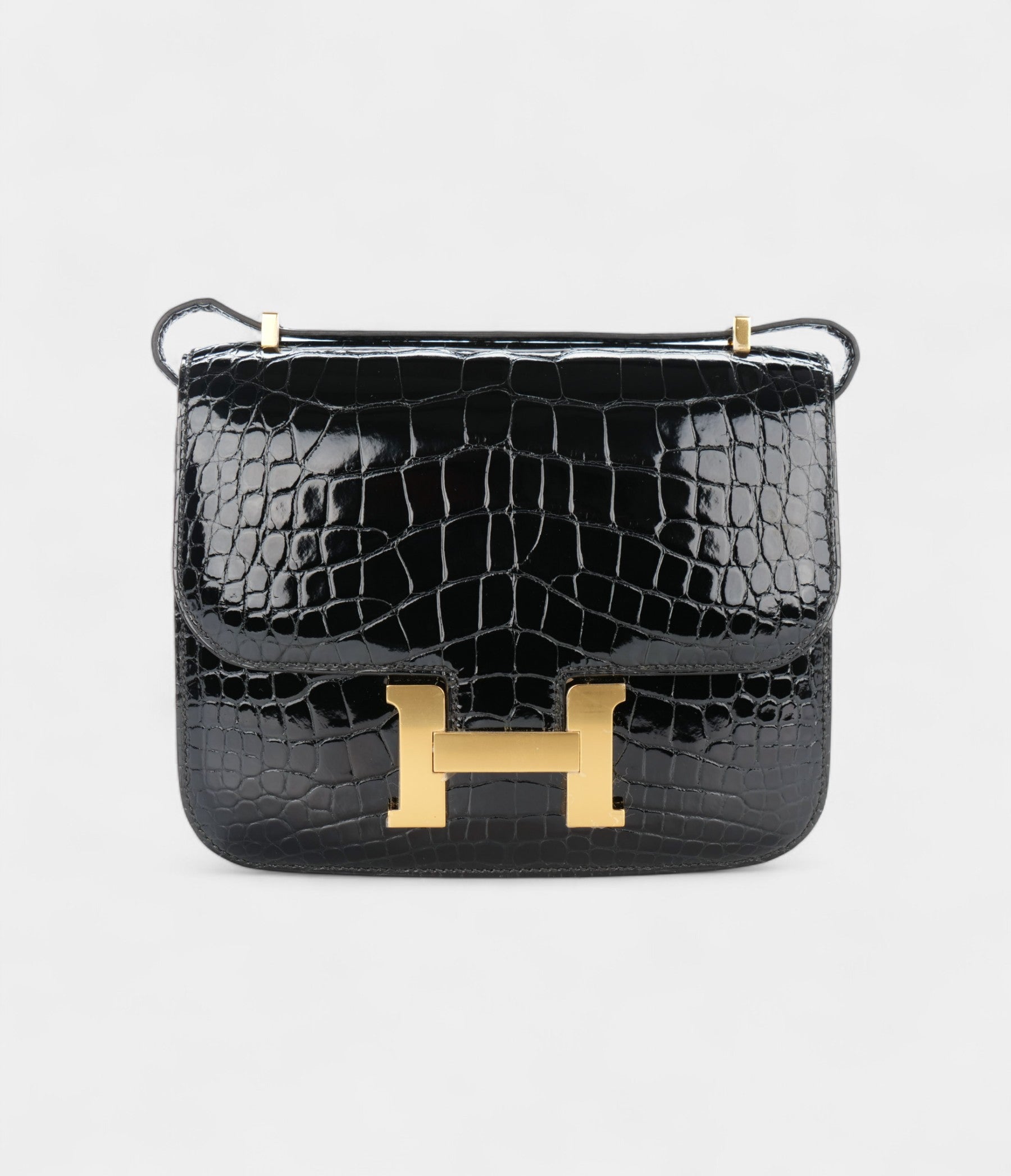 HMConstance 18 Noir / Black Alligator Gold Hardware