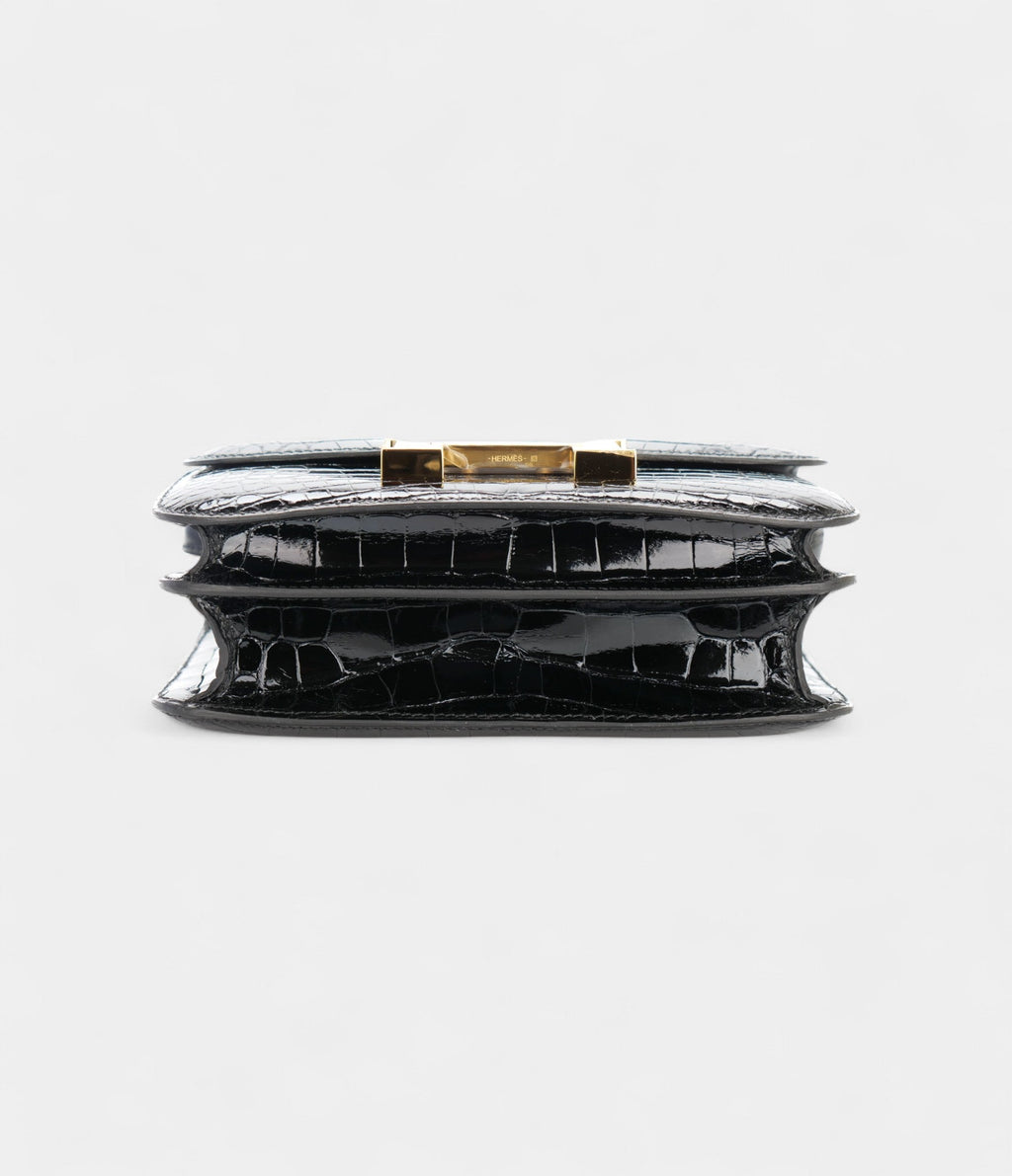 HMConstance 18 Noir / Black Alligator Gold Hardware