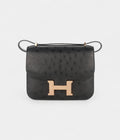 HMConstance 18 Noir / Black Ostrich Rose Gold Hardware