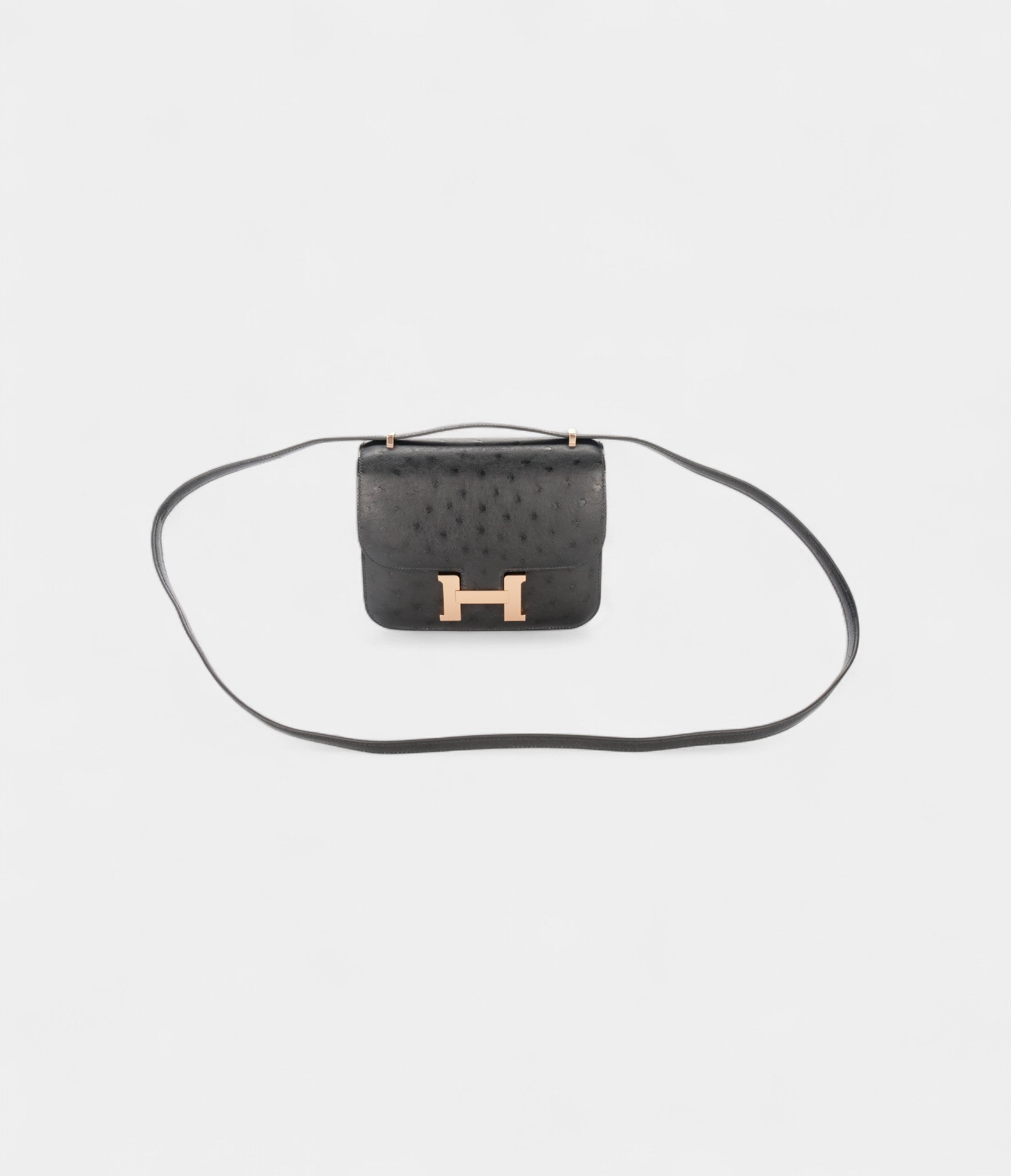 HMConstance 18 Noir / Black Ostrich Rose Gold Hardware