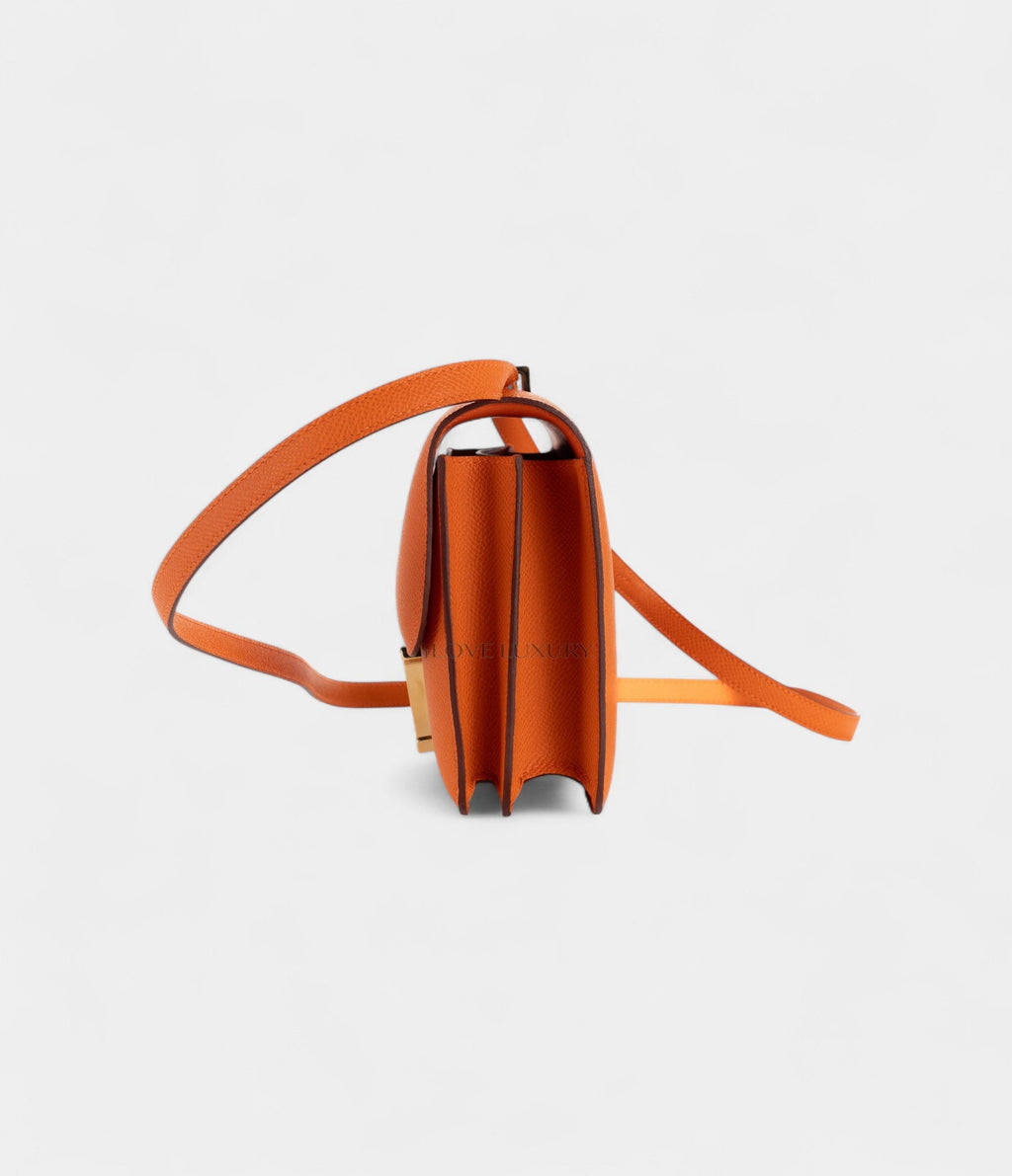 HMConstance 18 Orange Epsom Gold Hardware