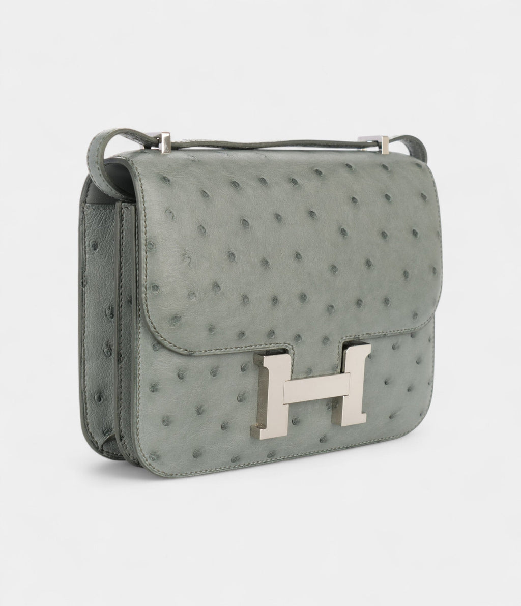 HMConstance 18 Ostrich Vert Amande Palladium Hardware