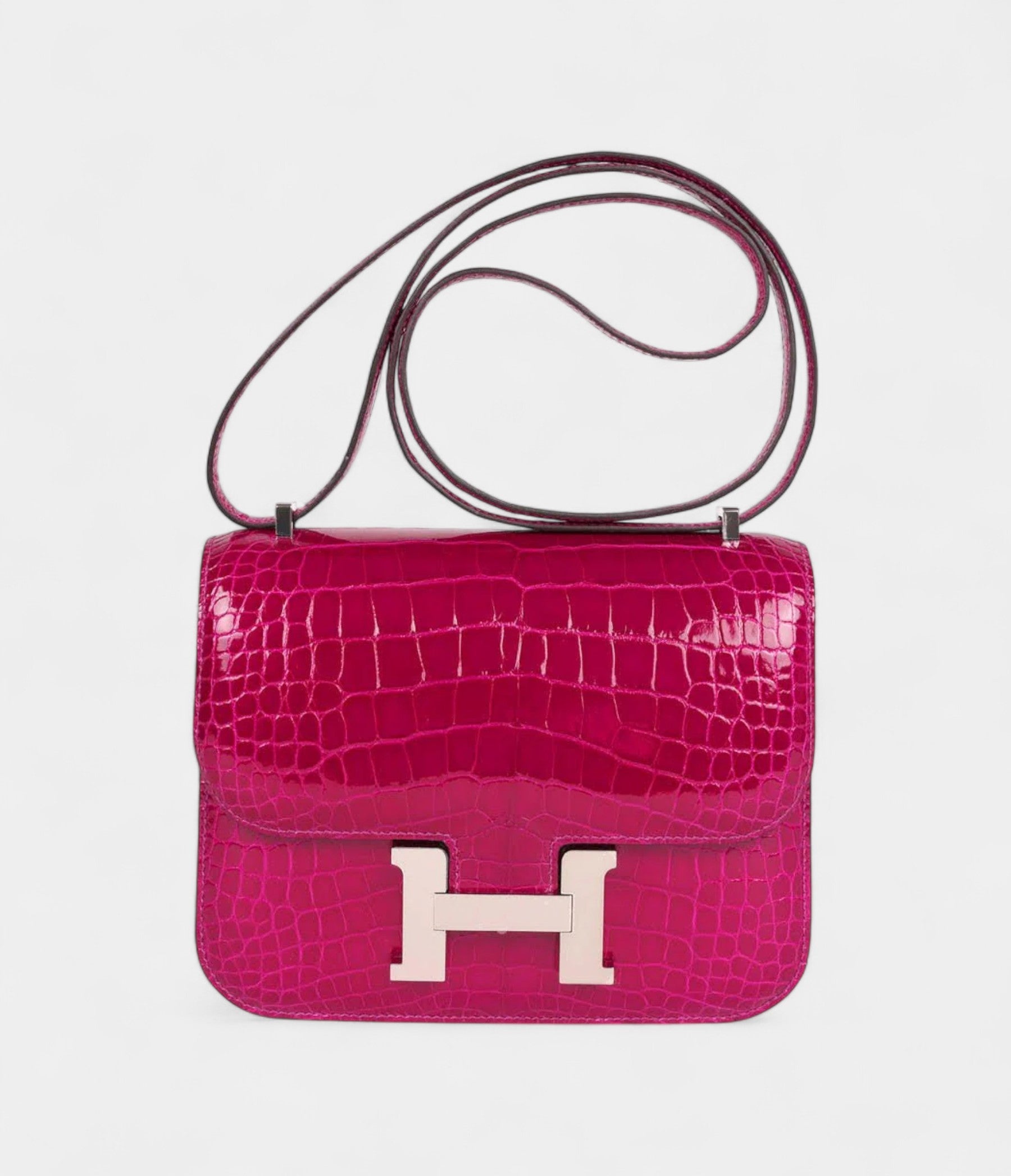 HMConstance 18 Rose Pourpre Shiny Alligator Palladium Hardware