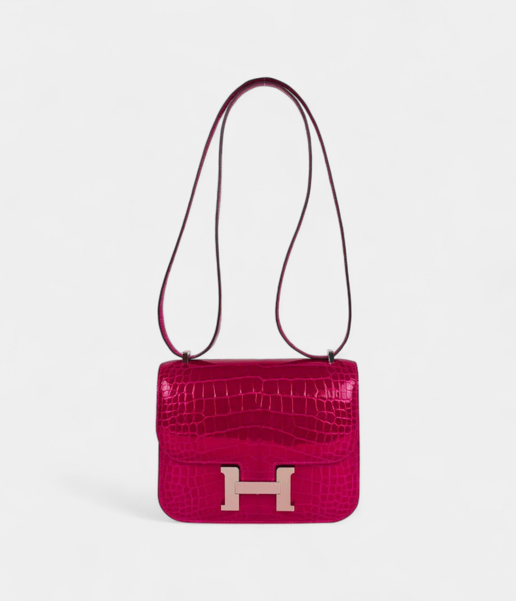 HMConstance 18 Rose Pourpre Shiny Alligator Palladium Hardware