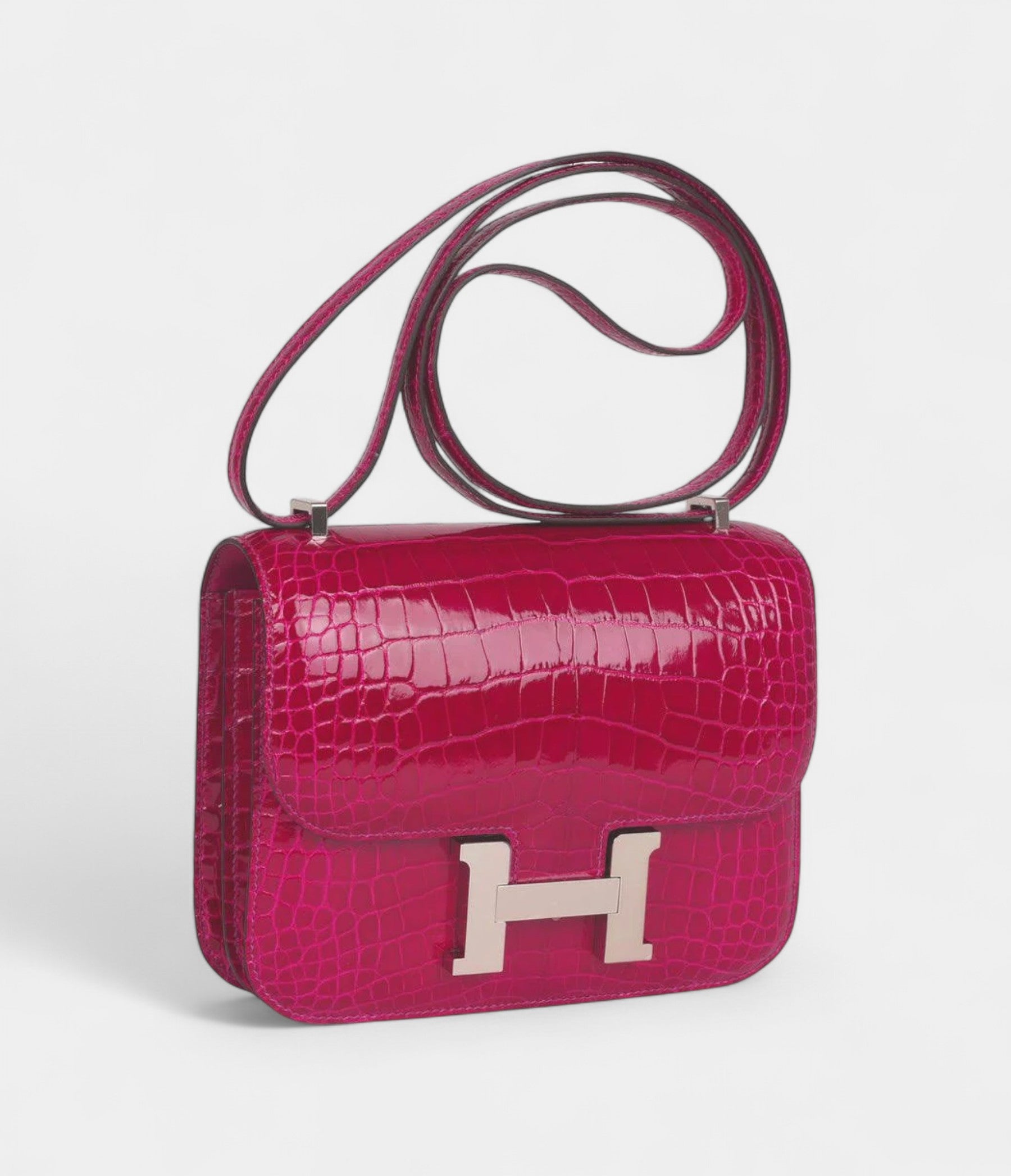 HMConstance 18 Rose Pourpre Shiny Alligator Palladium Hardware