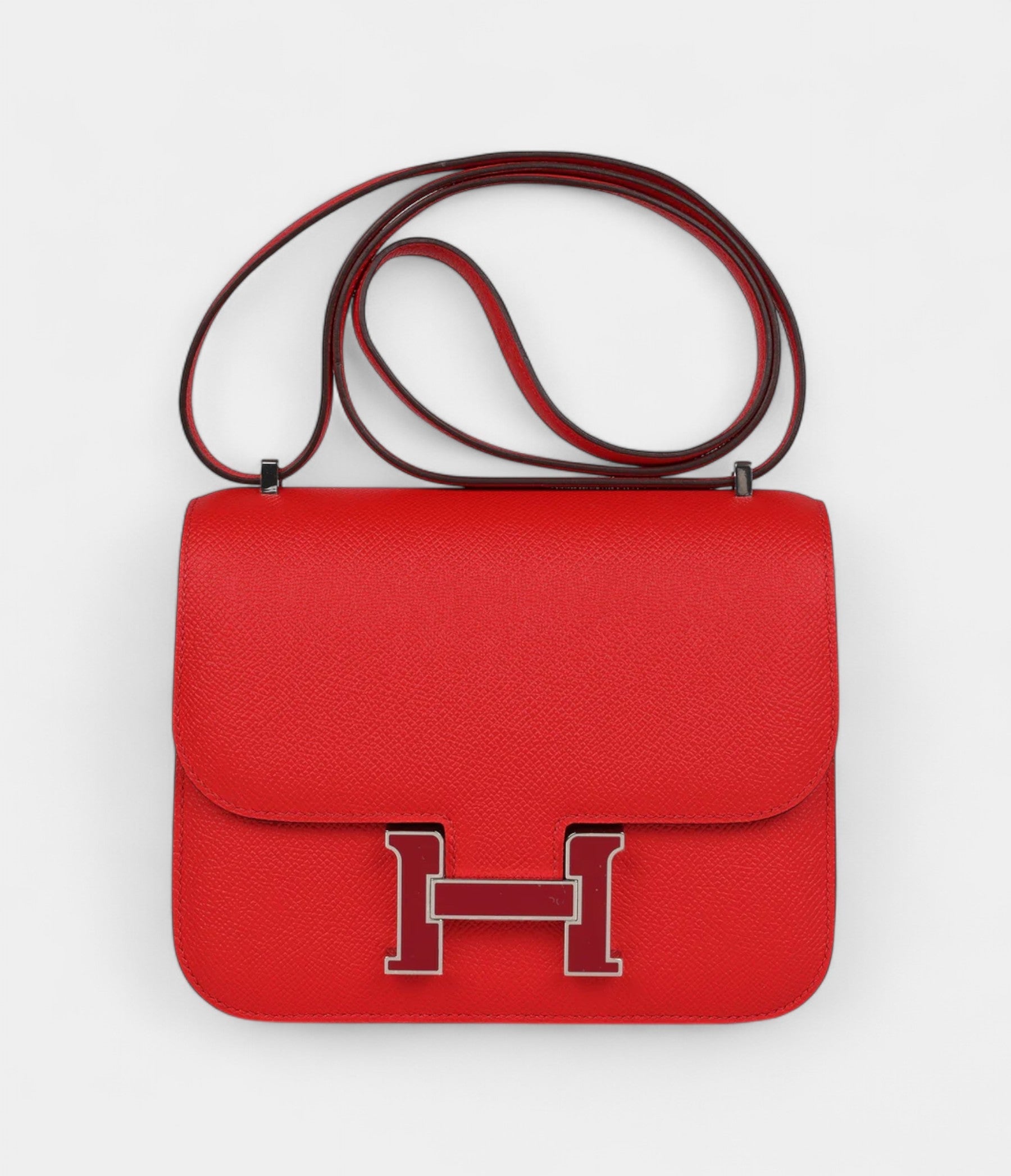 HMConstance 18 Rouge De Coeur Epsom Lacquered Palladium Hardware