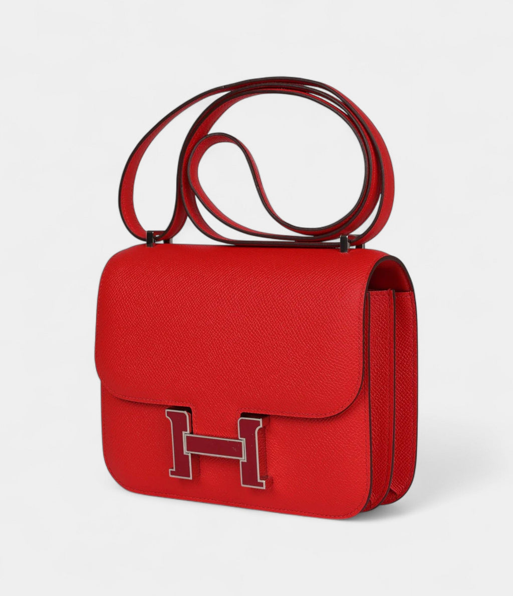 HMConstance 18 Rouge De Coeur Epsom Lacquered Palladium Hardware