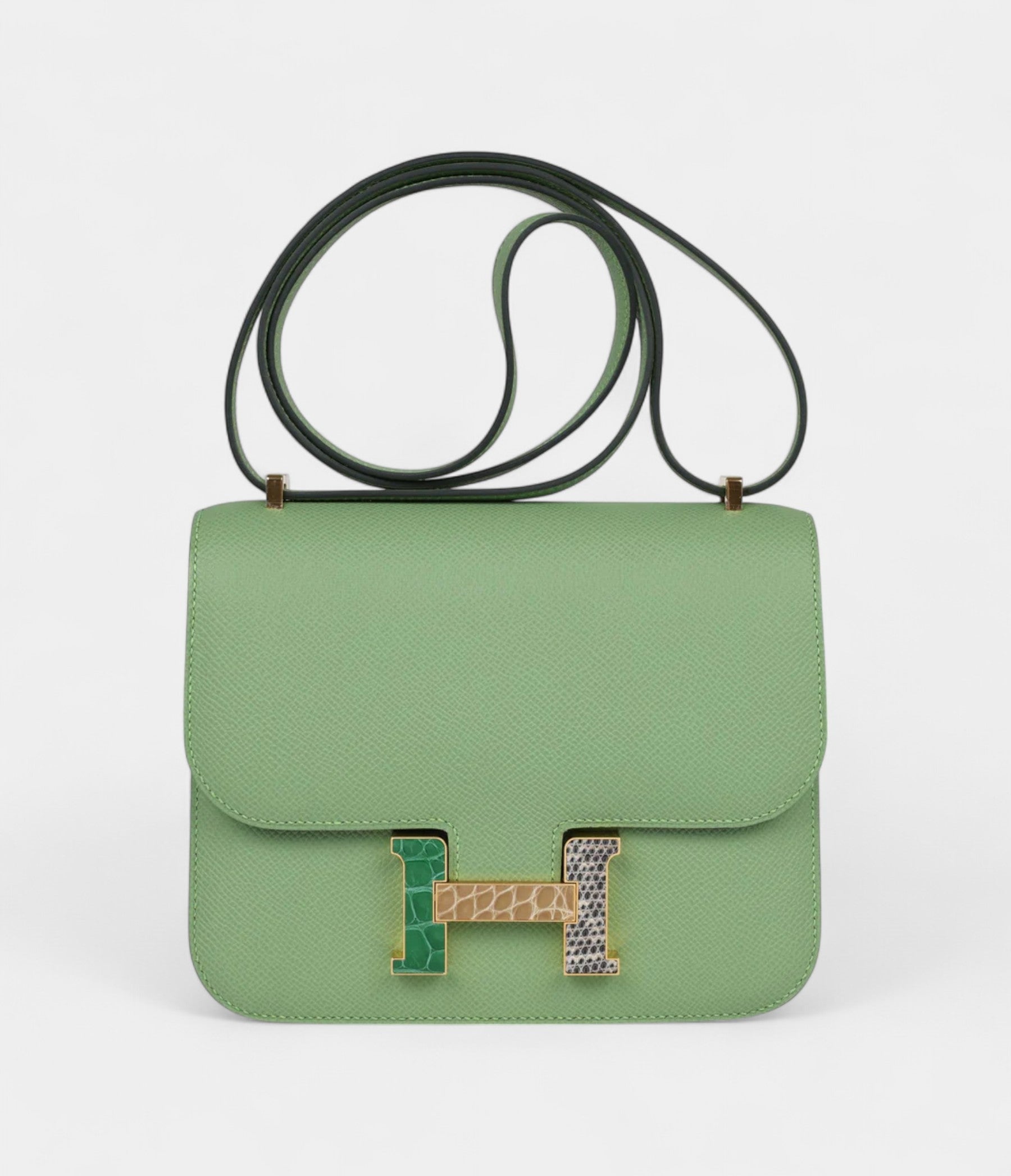 HMConstance 18 Vert Criquet Epsom Marquette Hardware