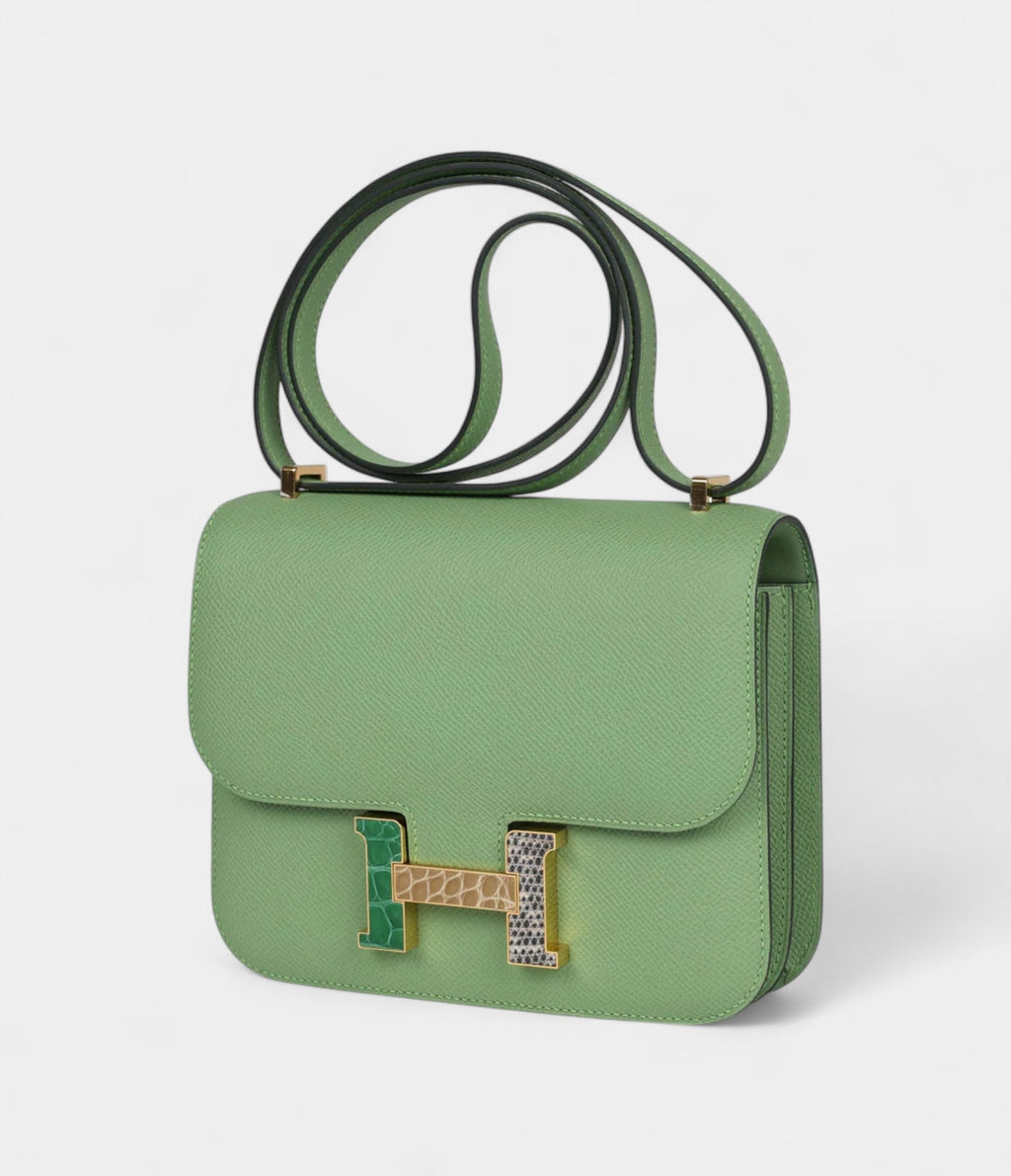 HMConstance 18 Vert Criquet Epsom Marquette Hardware