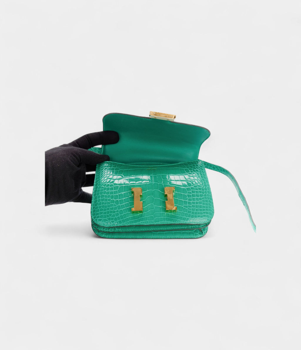 HMConstance 18 Vert Jade Shiny Alligator Gold Hardware