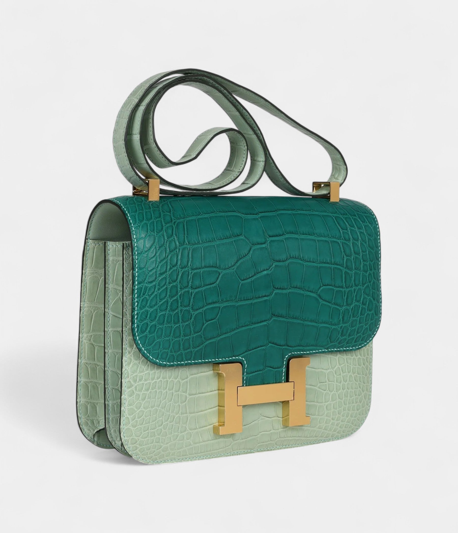 HMConstance 24 Bicolor Vert D'eau and Malachite Matte Alligator Gold Hardware
