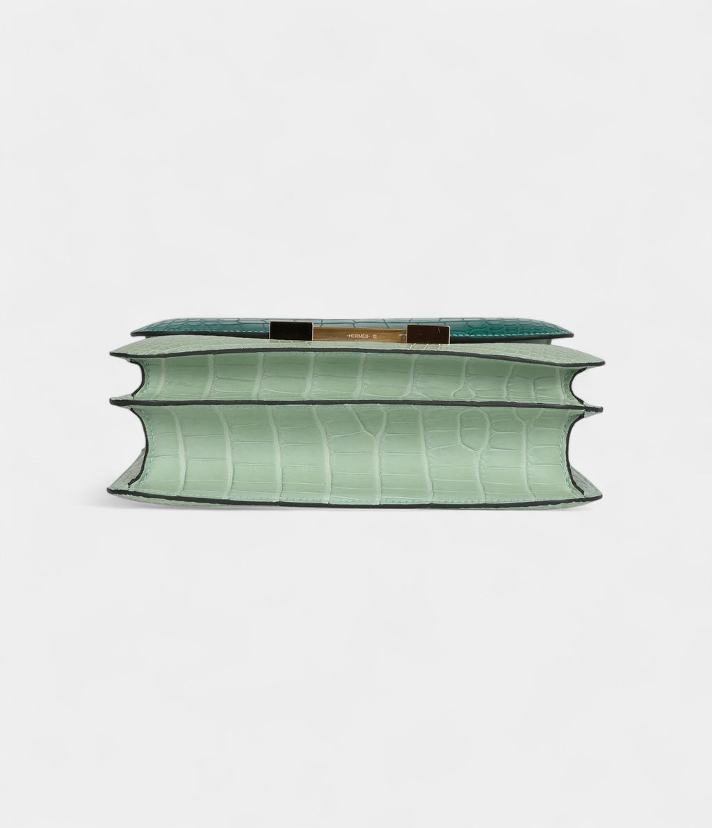 HMConstance 24 Bicolor Vert D'eau and Malachite Matte Alligator Gold Hardware