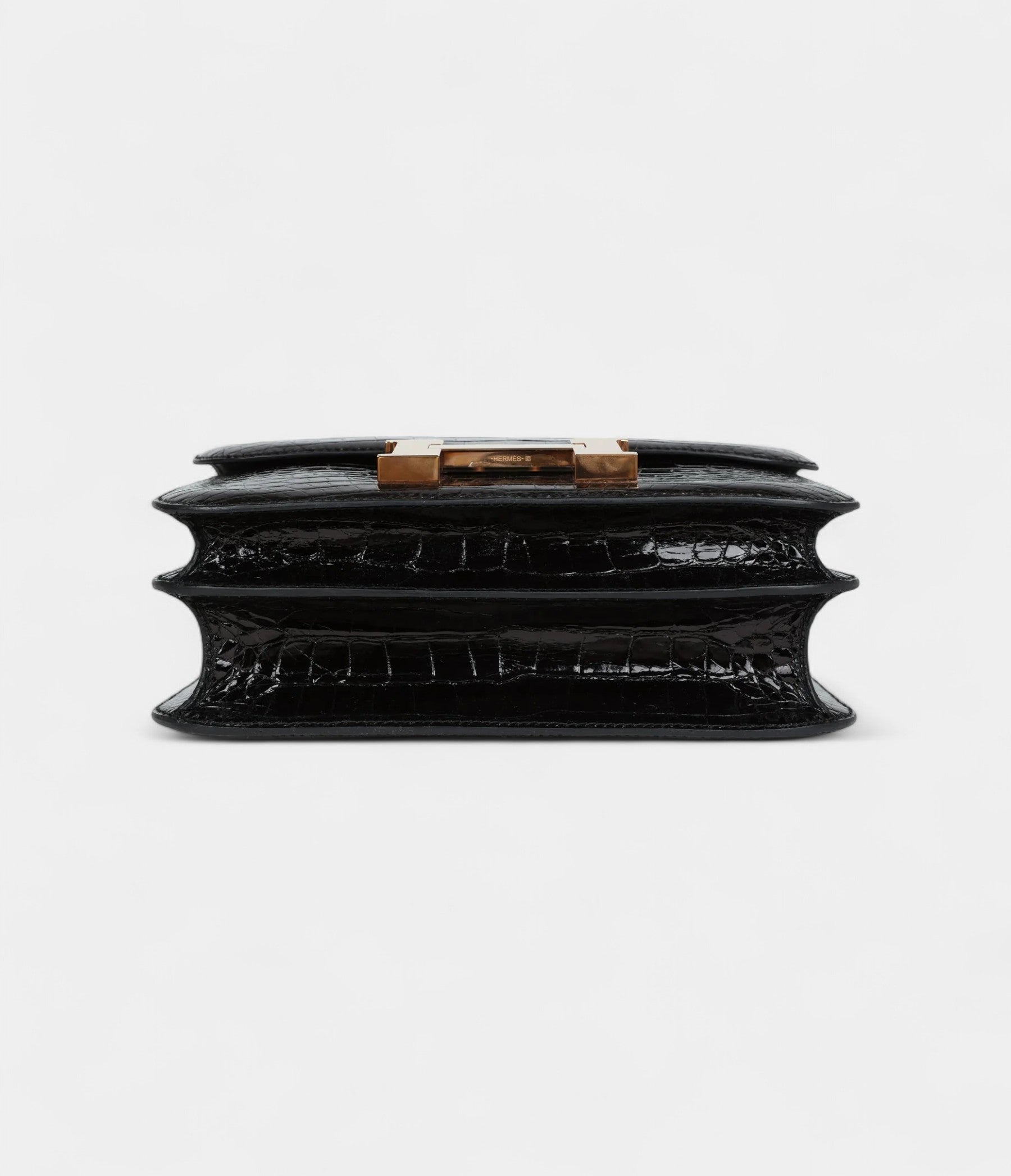 HMConstance 24 Black Shiny Alligator Rose Gold Hardware