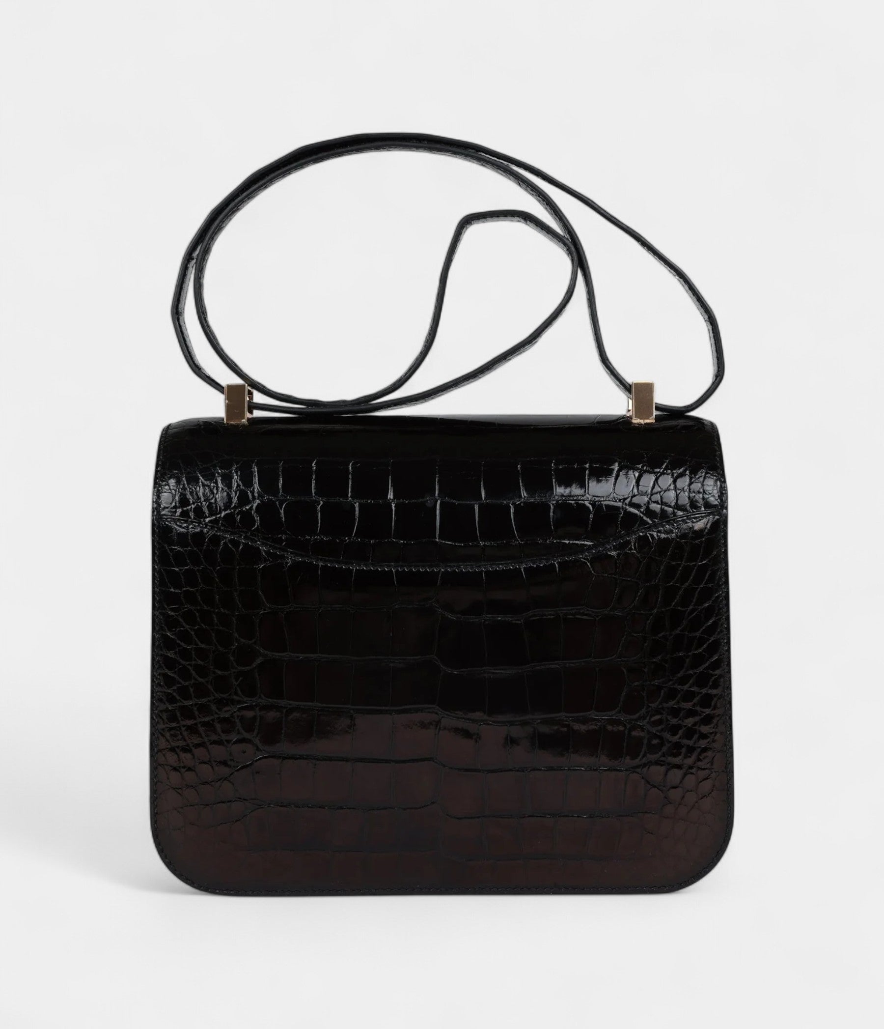 HMConstance 24 Black Shiny Alligator Rose Gold Hardware