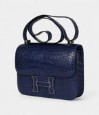 HMConstance 24 Bleu Saphir Matte Alligator Marquette Palladium Hardware