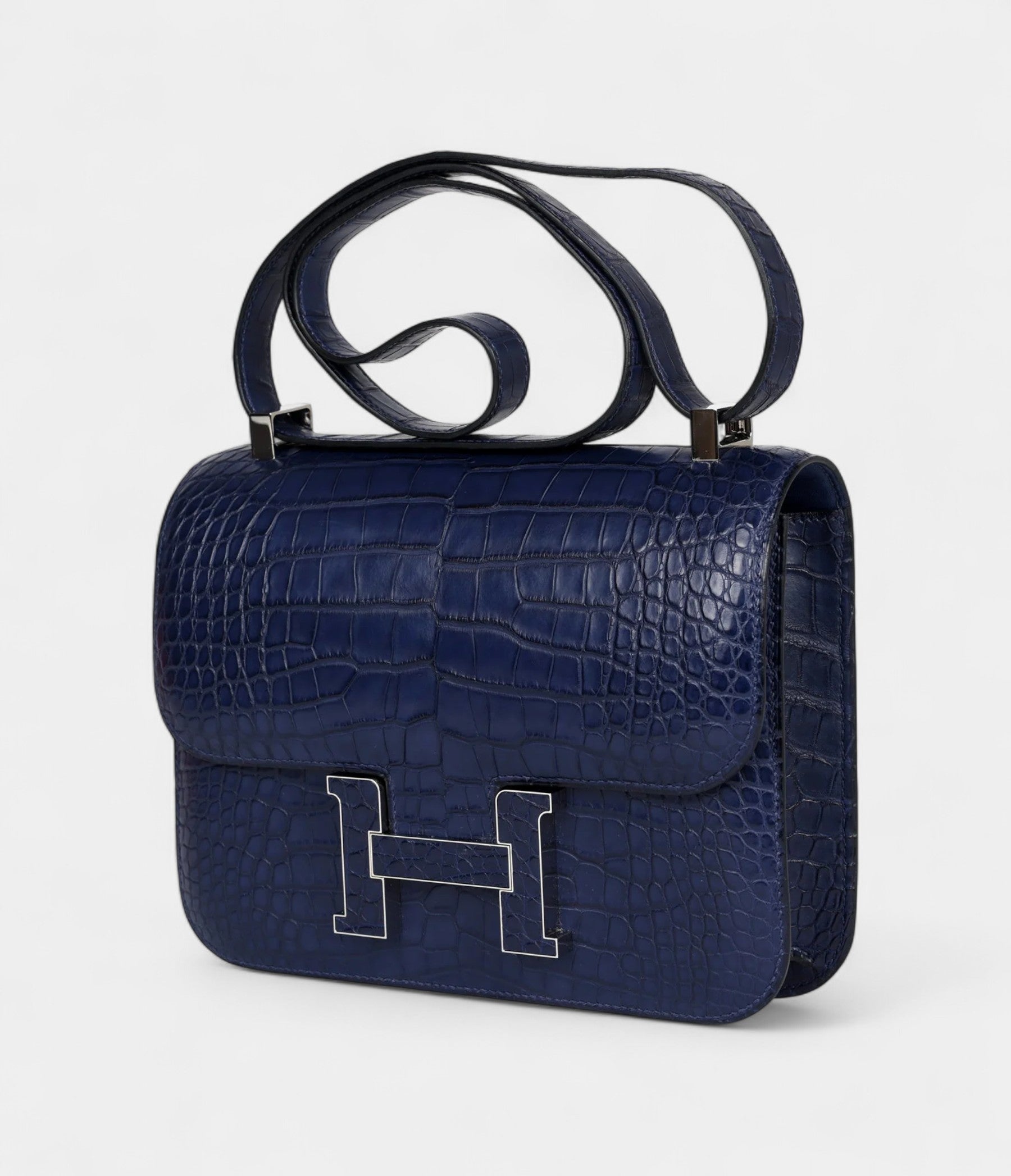 HMConstance 24 Bleu Saphir Matte Alligator Marquette Palladium Hardware