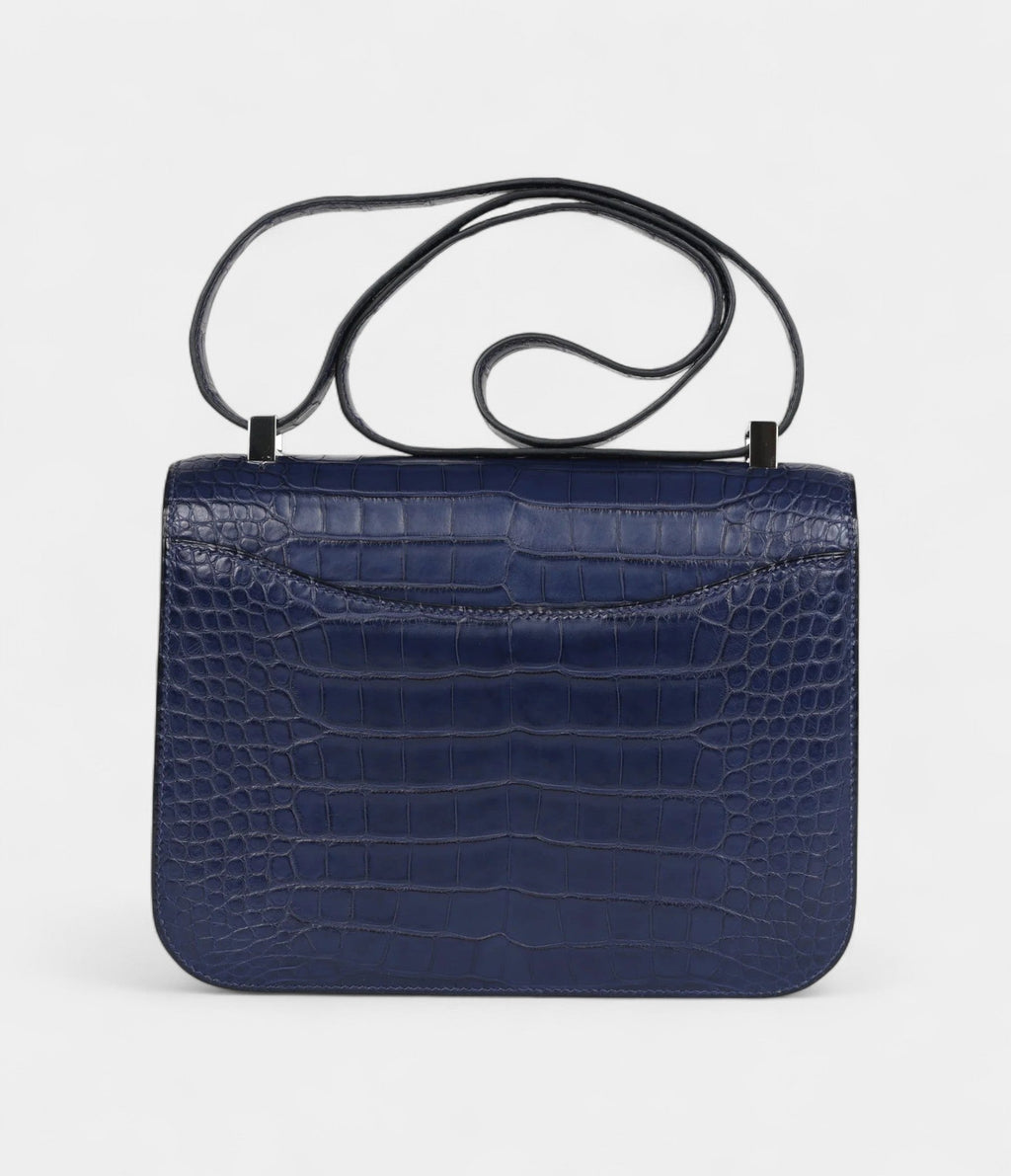 HMConstance 24 Bleu Saphir Matte Alligator Marquette Palladium Hardware