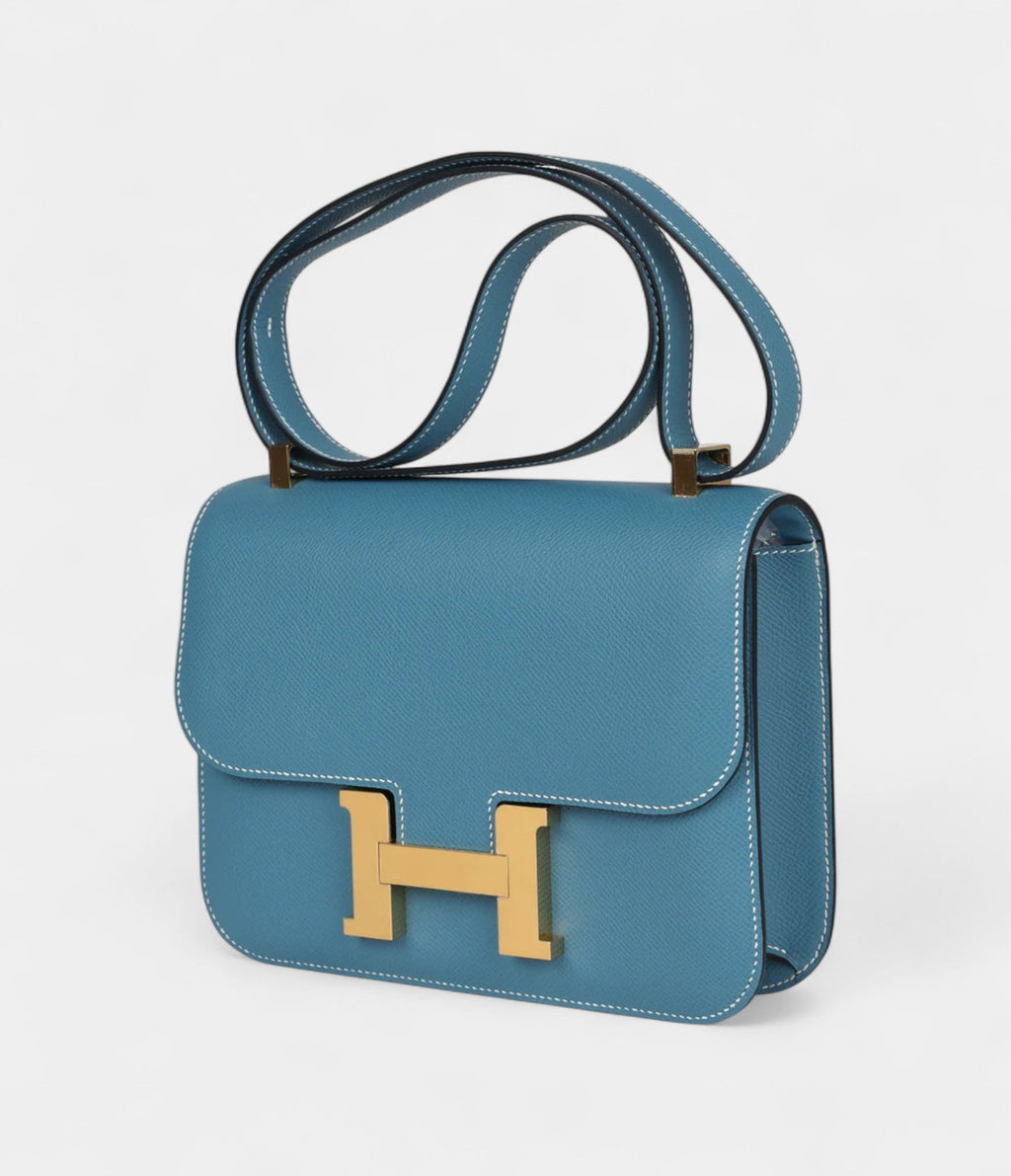 HMConstance 24 Blue Jean Epsom Gold Hardware