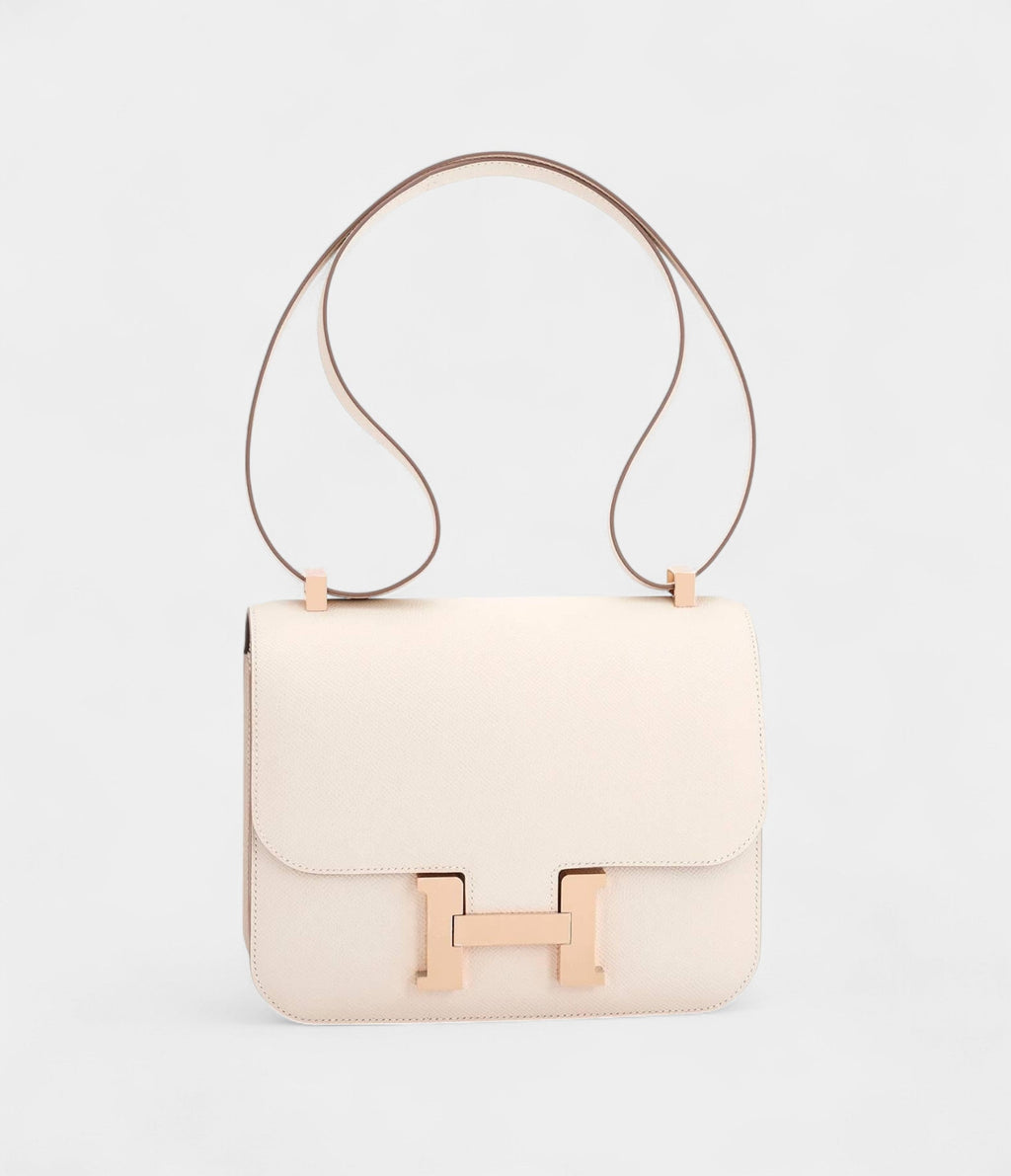 Hermes Constance 24 Craie Etain HSS Horseshoe Rose Gold Shoulder Bag