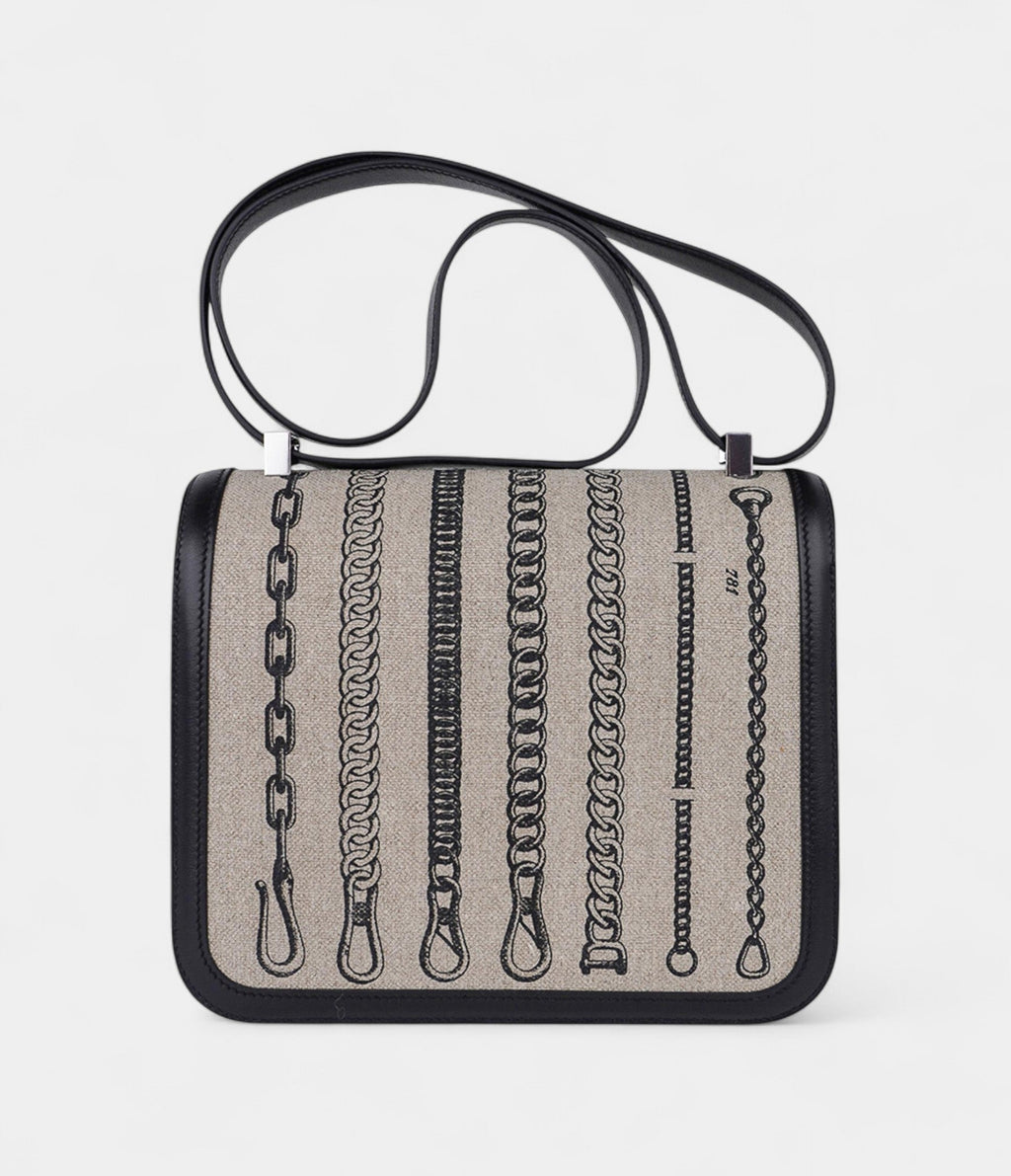 Hermes Constance 24 De Camp Dechainee Toile Limited Edition Black Swift Bag