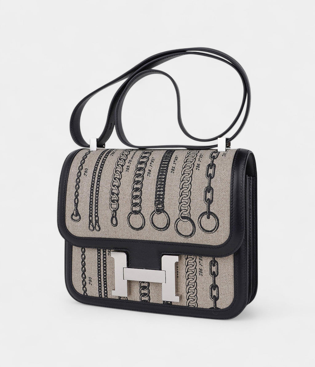 Hermes Constance 24 De Camp Dechainee Toile Limited Edition Black Swift Bag