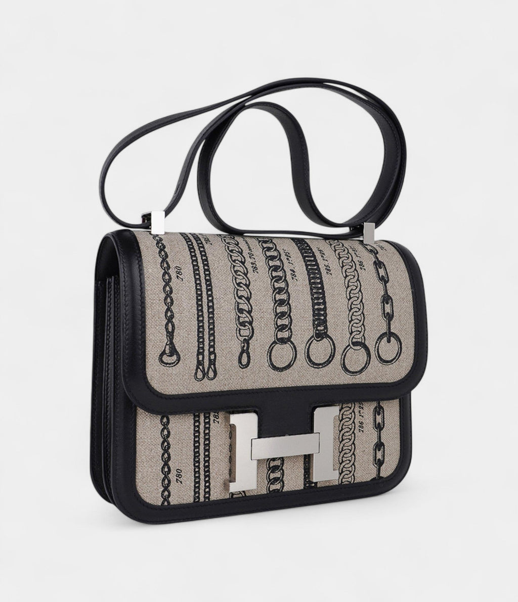 Hermes Constance 24 De Camp Dechainee Toile Limited Edition Black Swift Bag