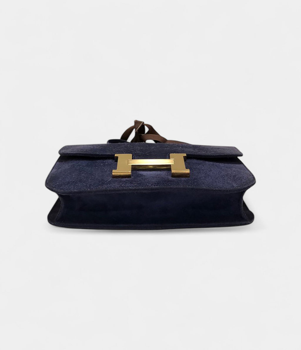 HMConstance 24 Vintage Navy Suede Bag GHW