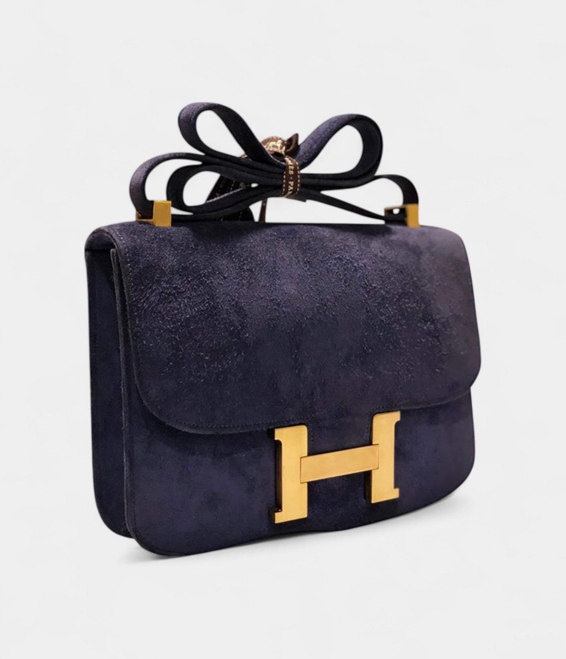 HMConstance 24 Vintage Navy Suede Bag GHW