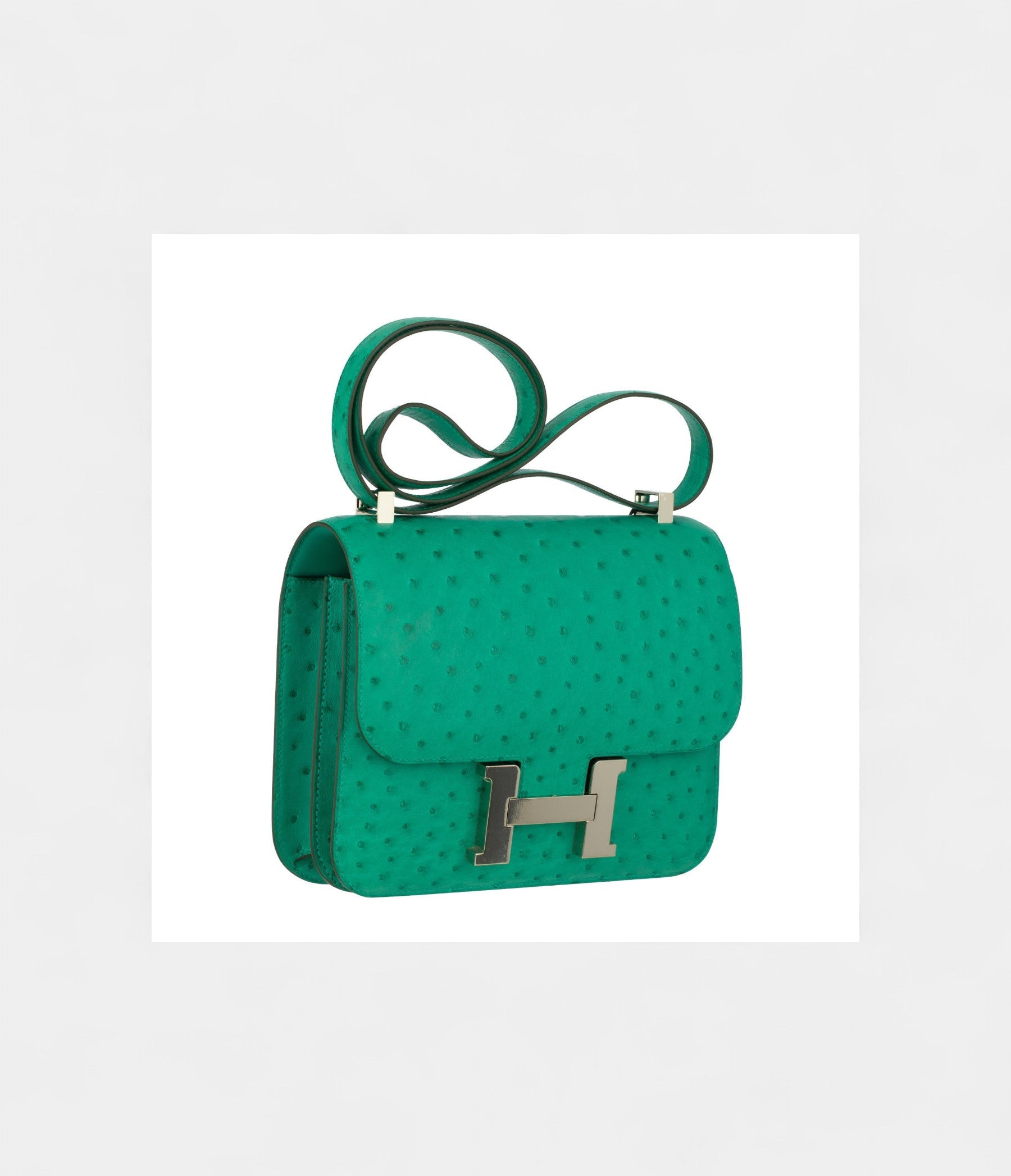 HMConstance 24cm Vert Vertigo Ostrich Leather Palladium Hardware